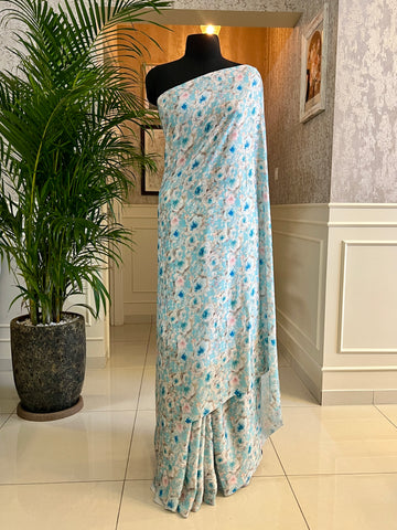 Digital printed modal satin saree