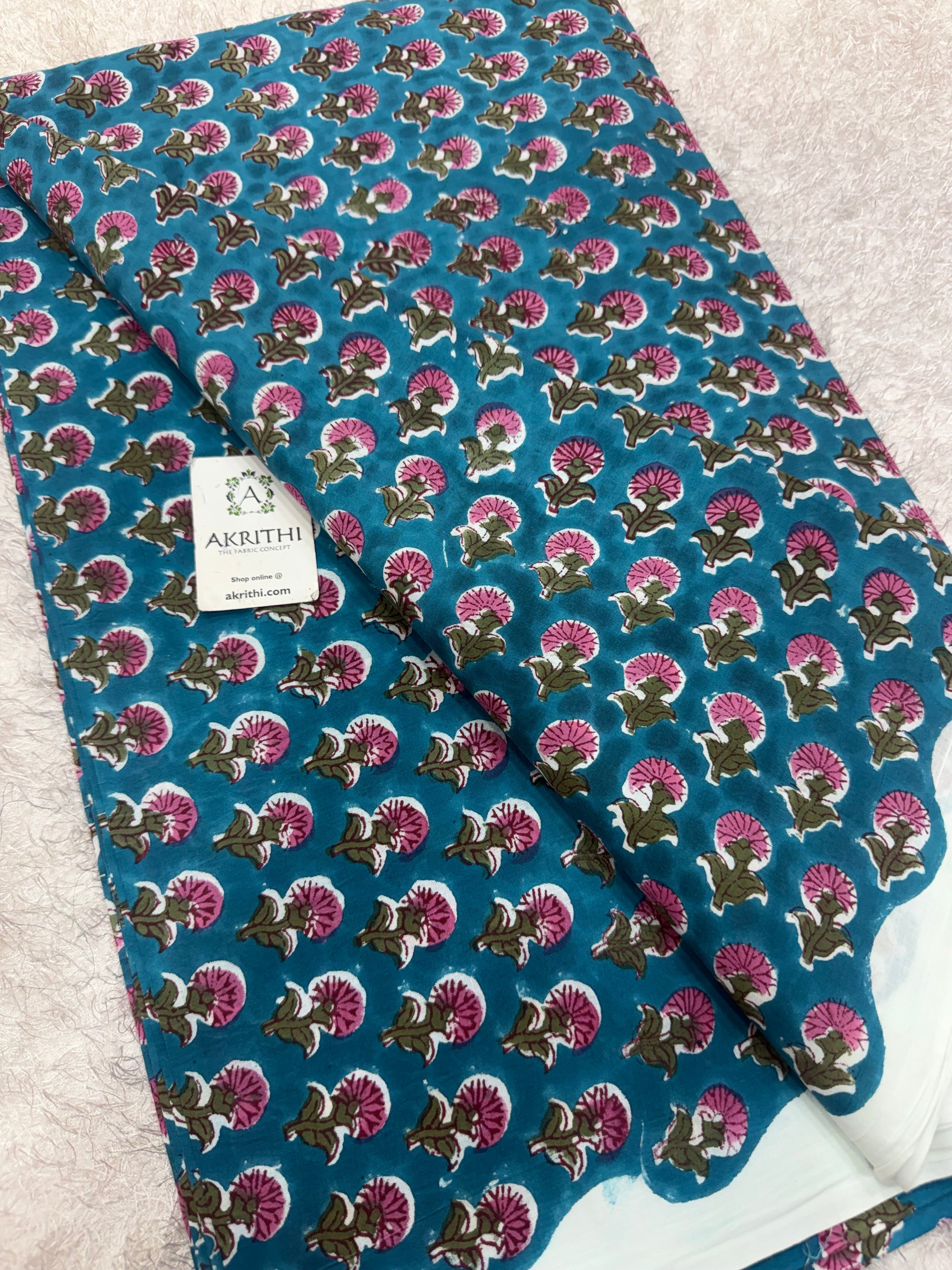 Hand block pure cotton fabric