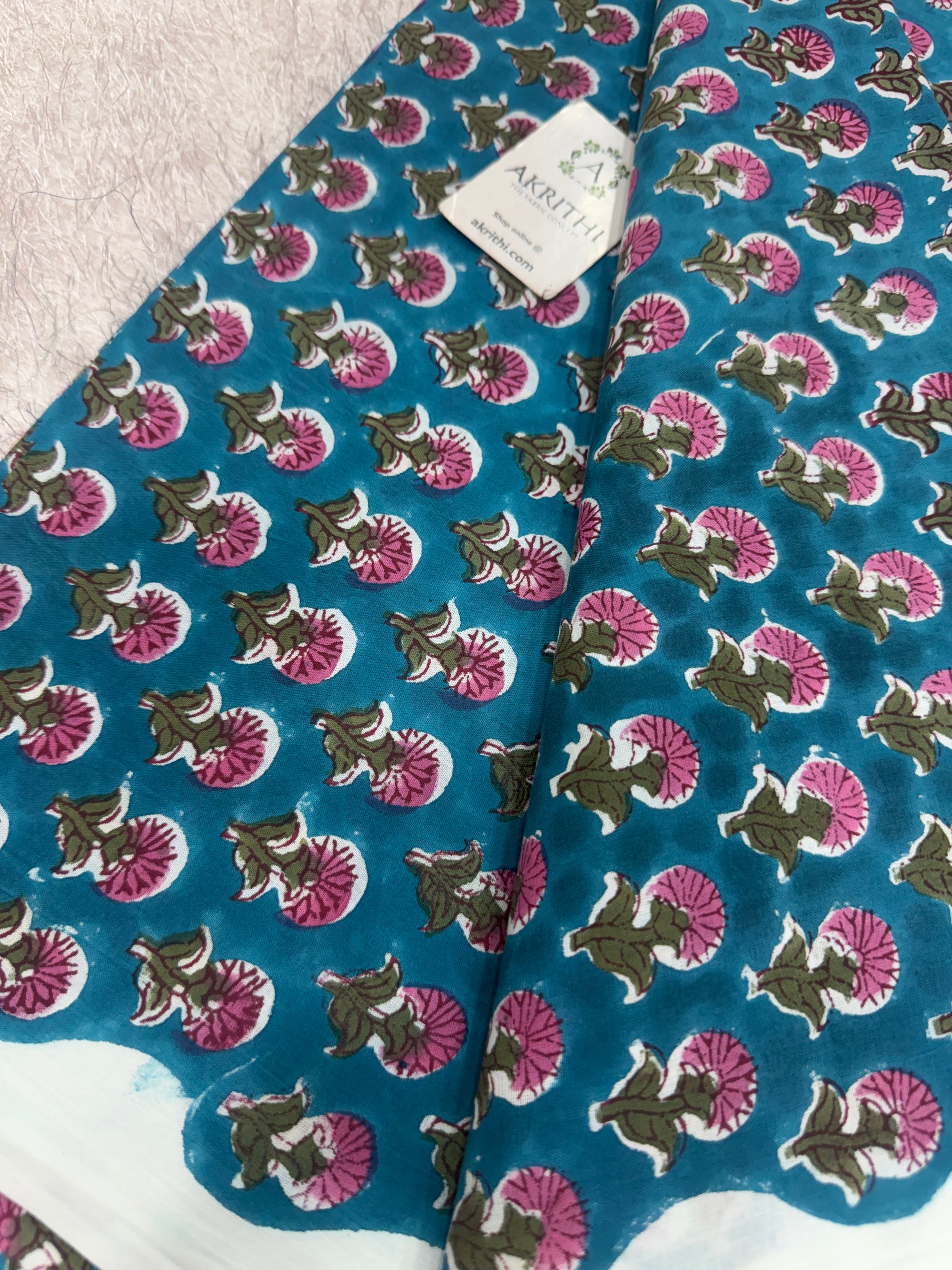 Hand block pure cotton fabric