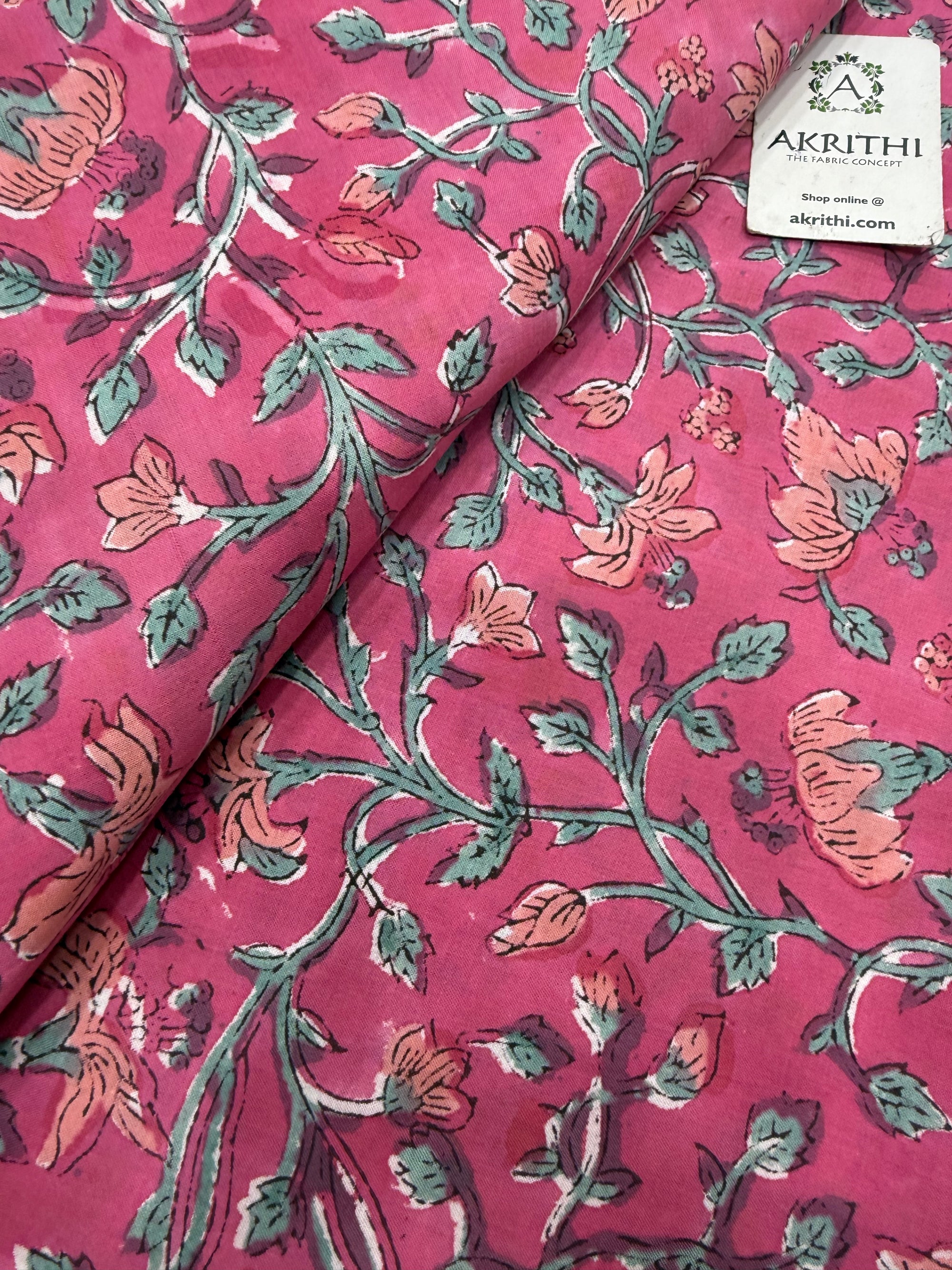 Hand block pure cotton fabric