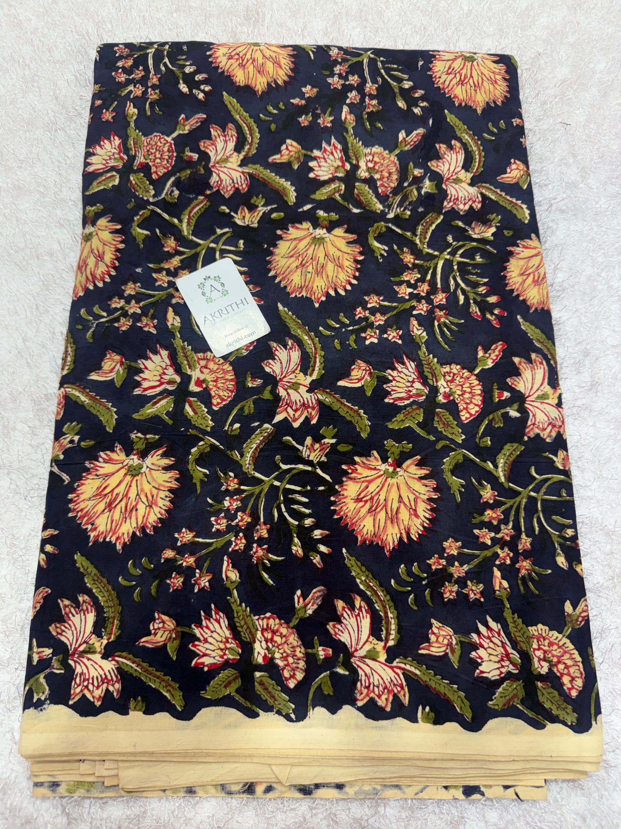 Hand block pure cotton fabric