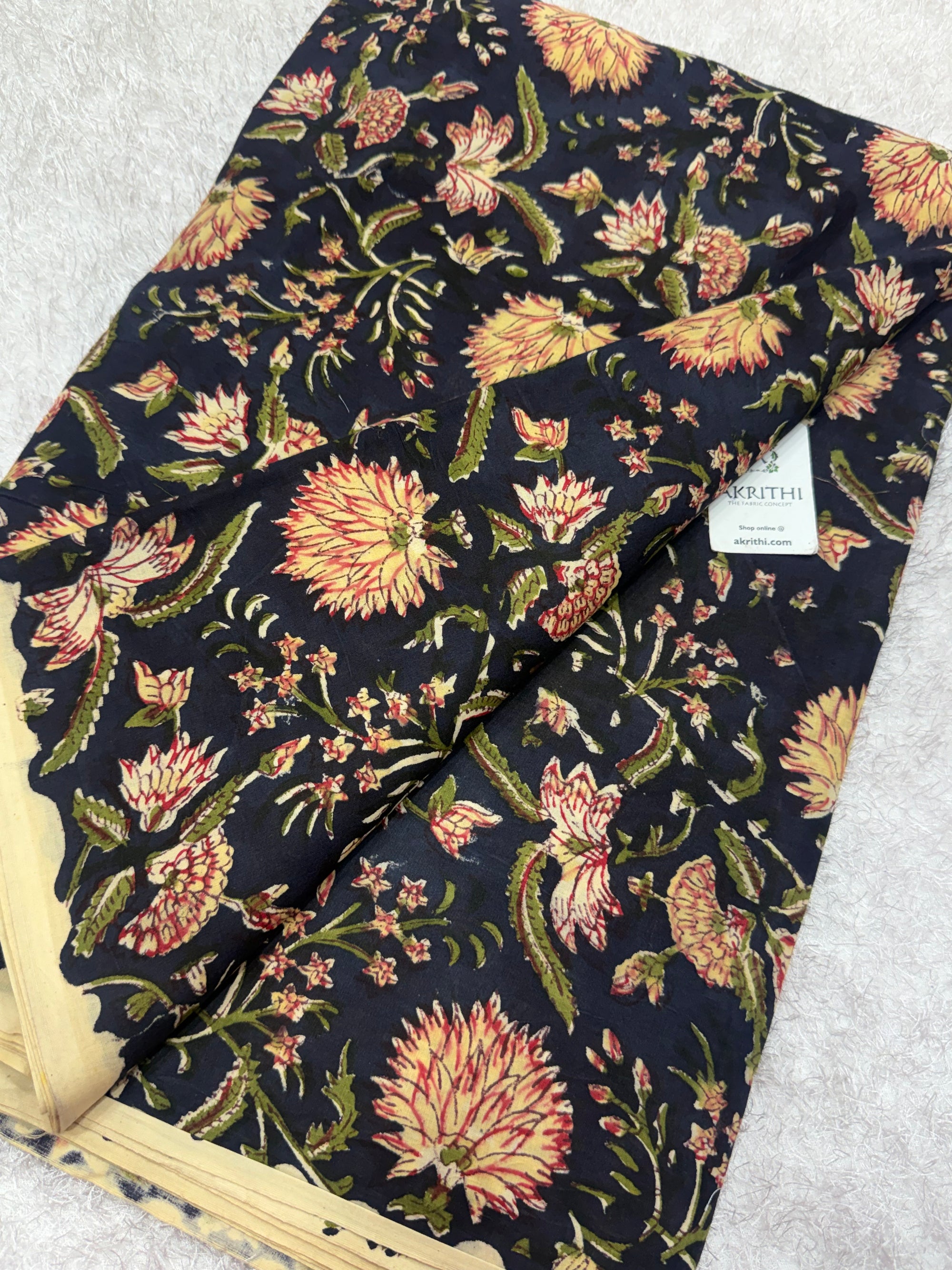Hand block pure cotton fabric