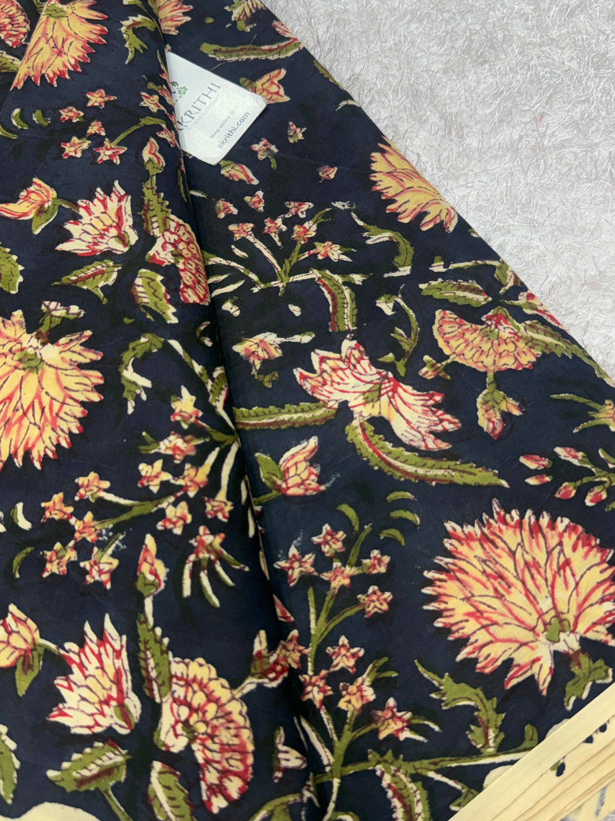 Hand block pure cotton fabric