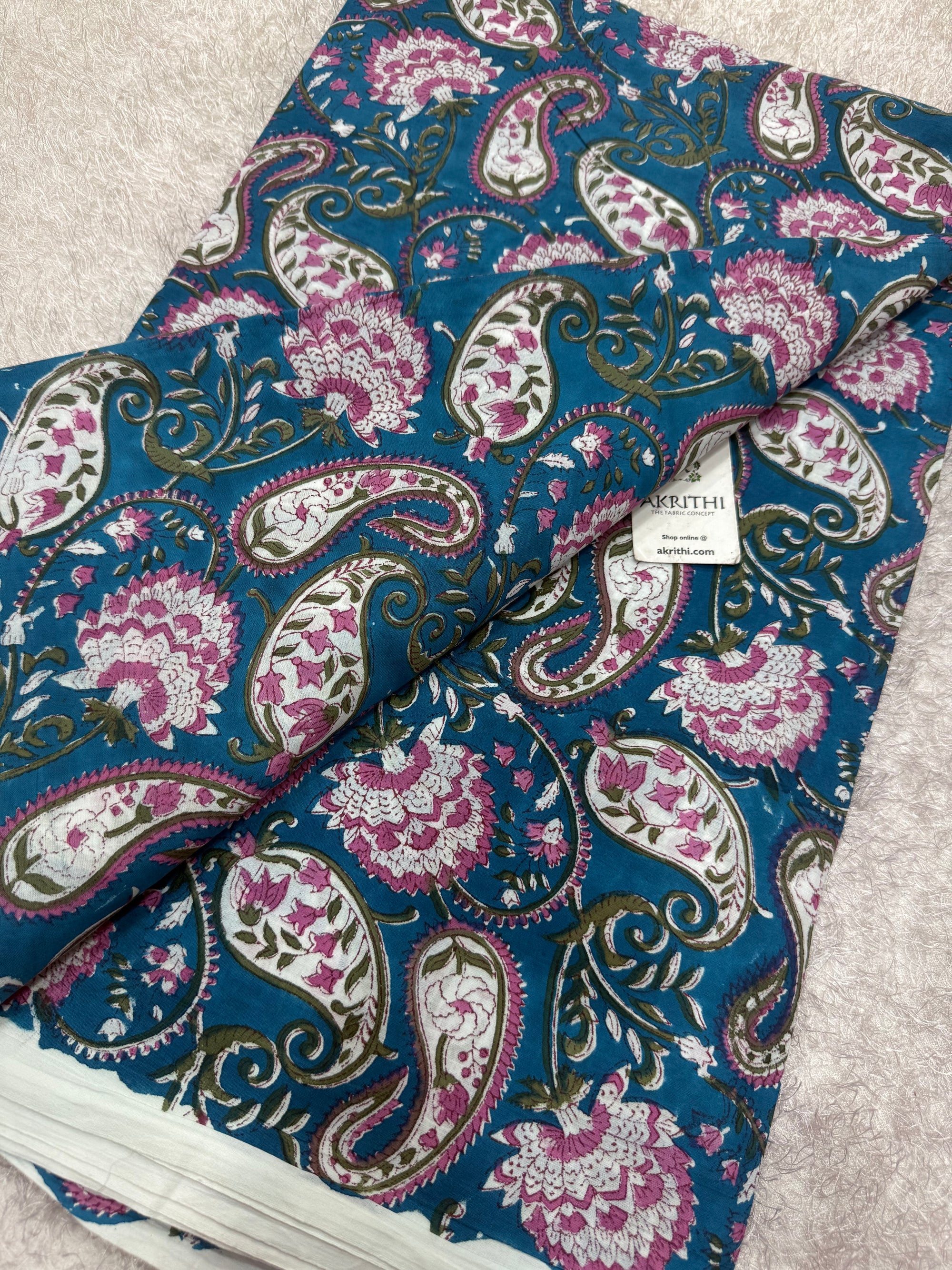 Hand block pure cotton fabric