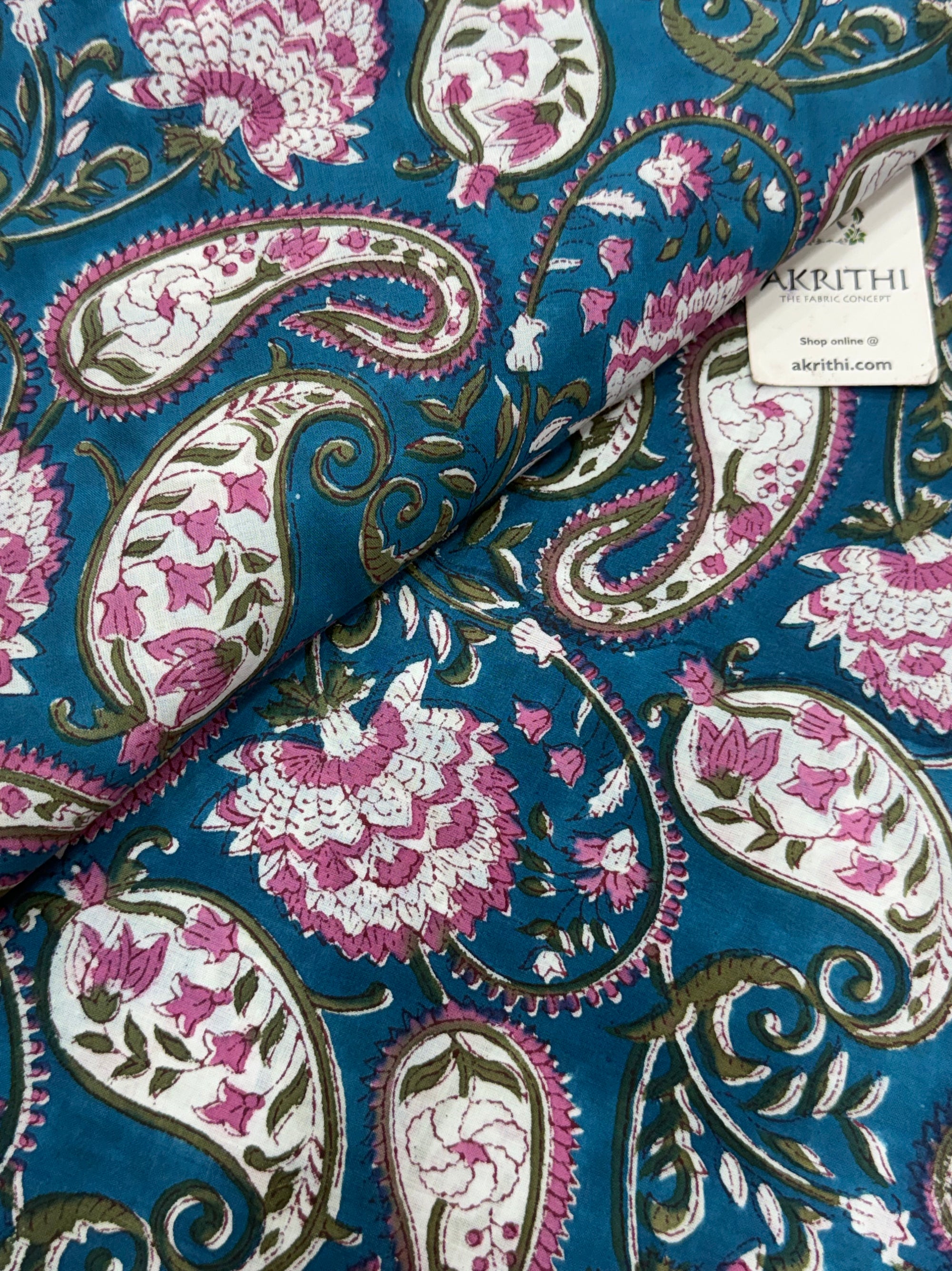 Hand block pure cotton fabric