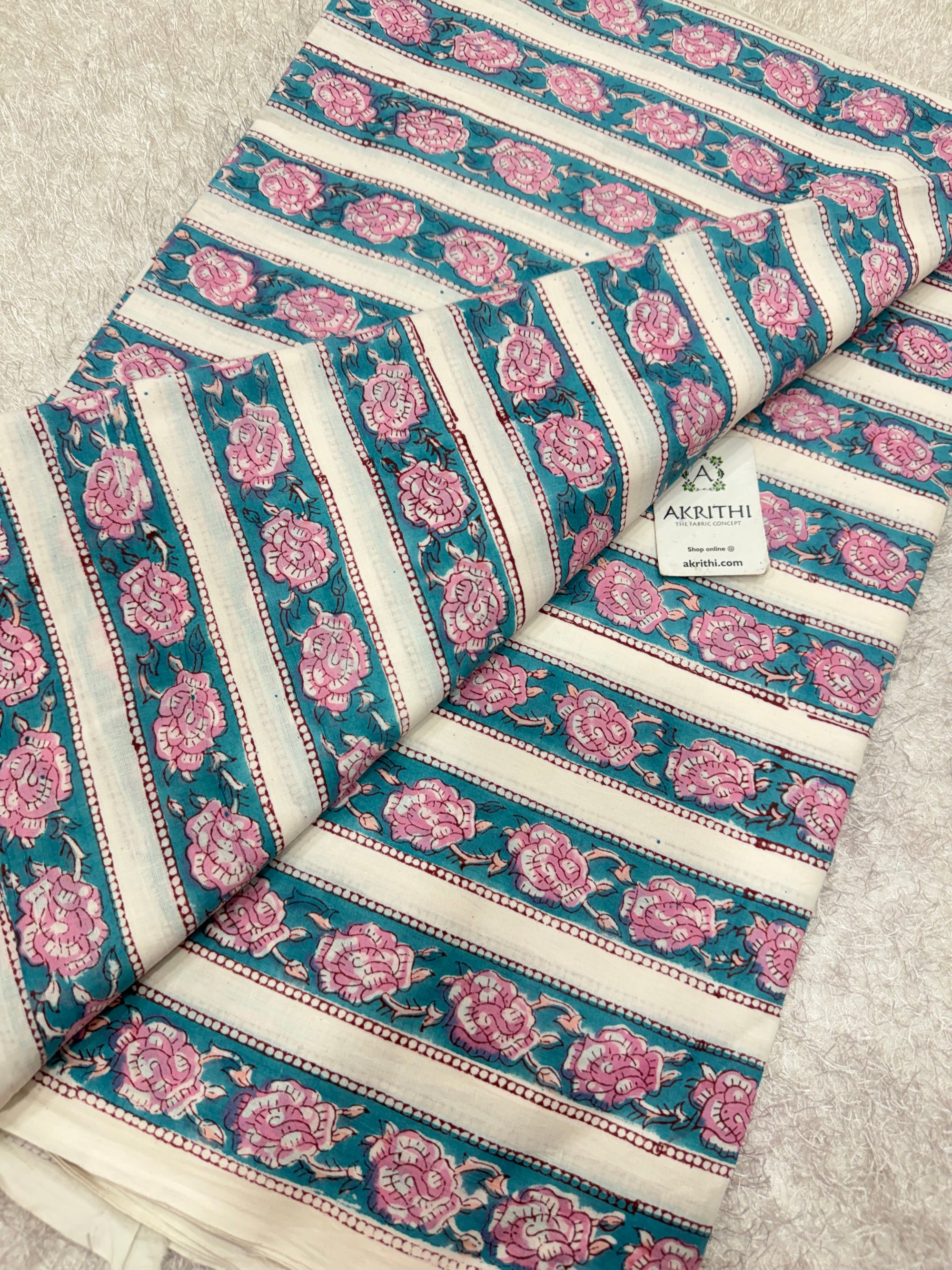 Hand block pure cotton fabric