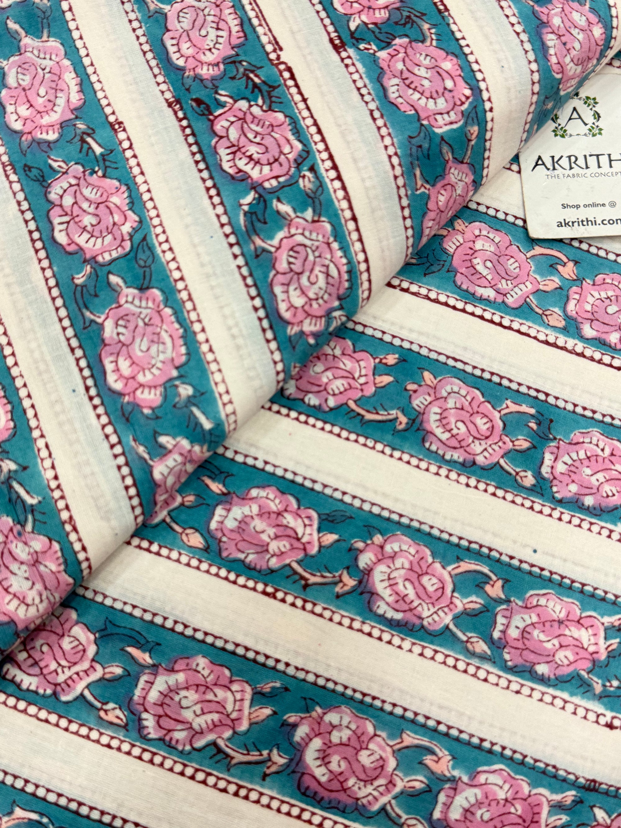 Hand block pure cotton fabric