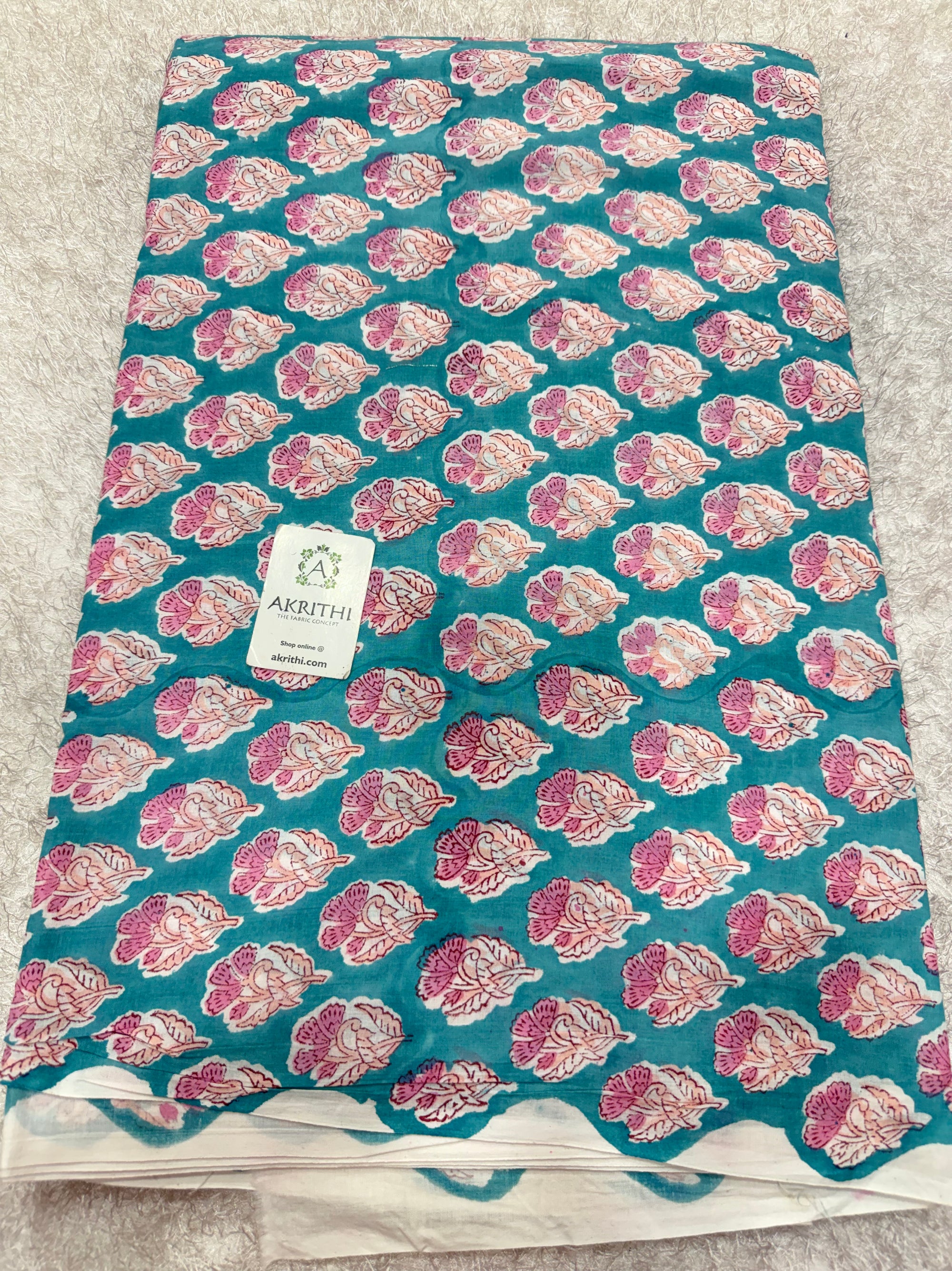 Hand block pure cotton fabric