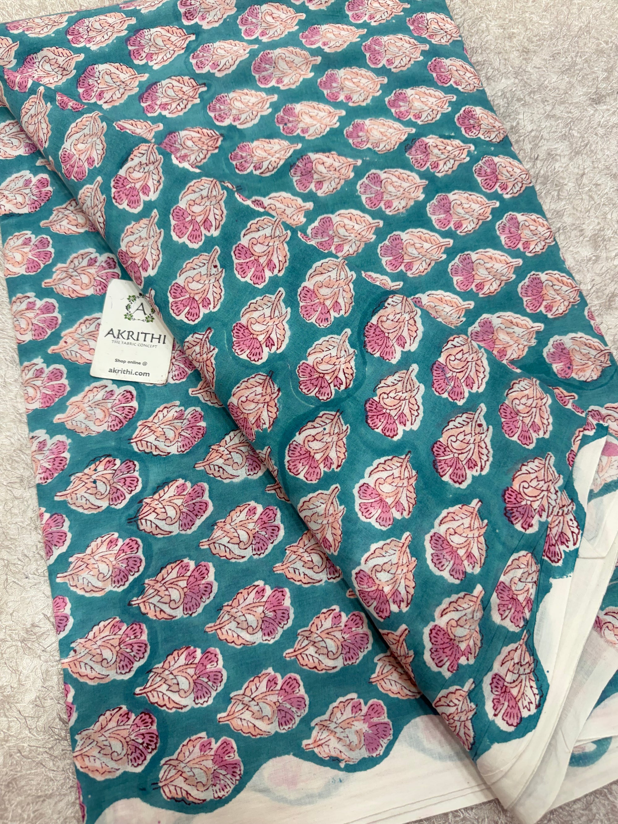 Hand block pure cotton fabric