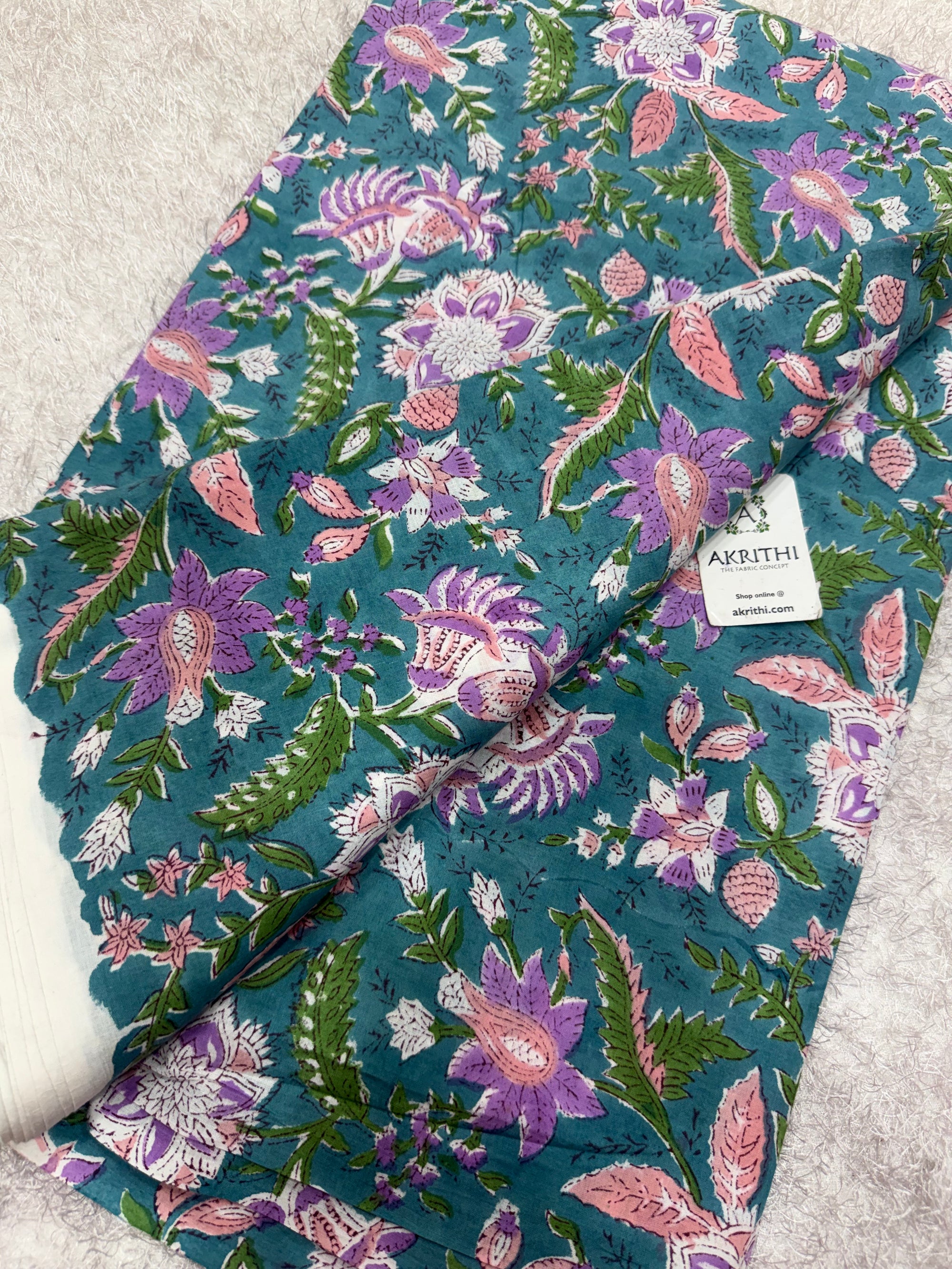 Hand block pure cotton fabric