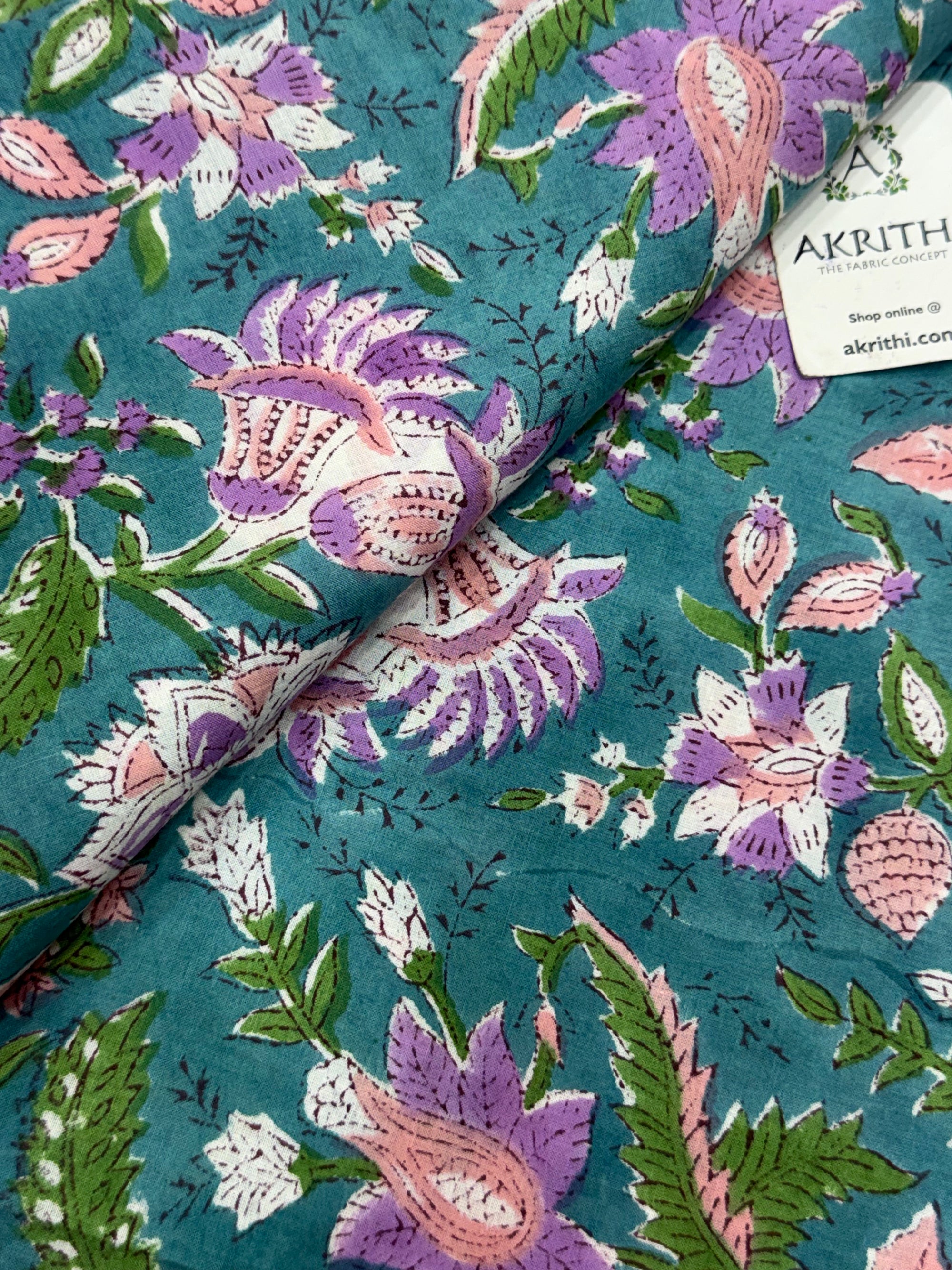 Hand block pure cotton fabric