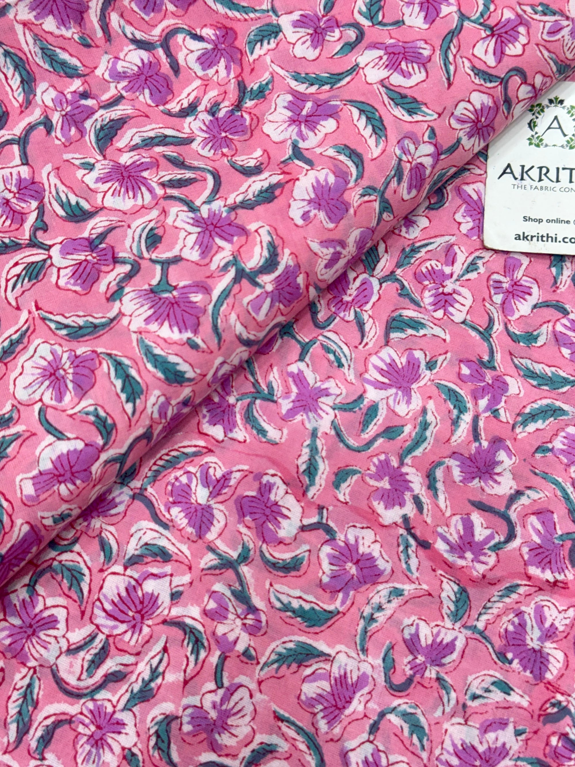 Hand block pure cotton fabric