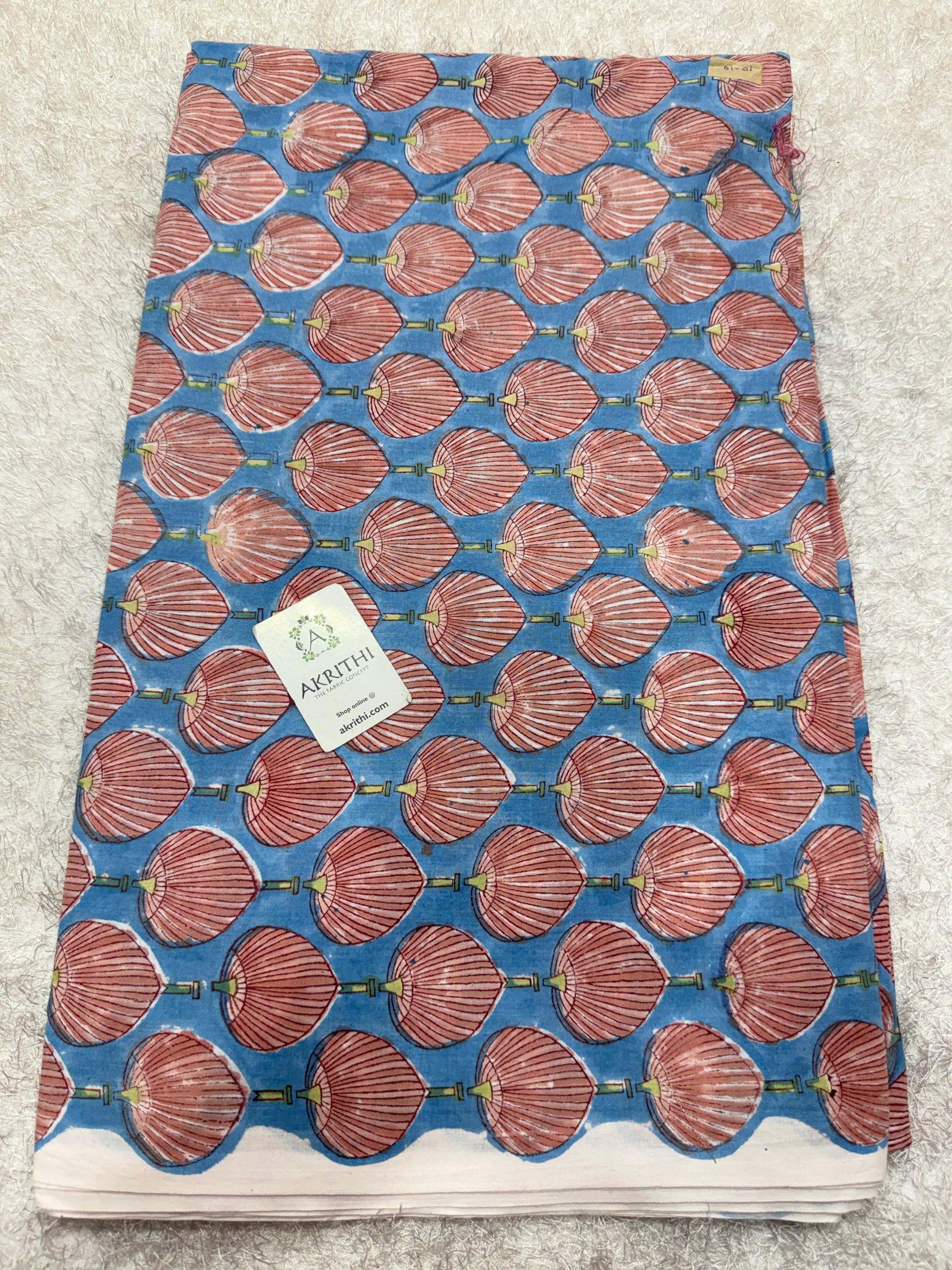 Hand block pure cotton fabric