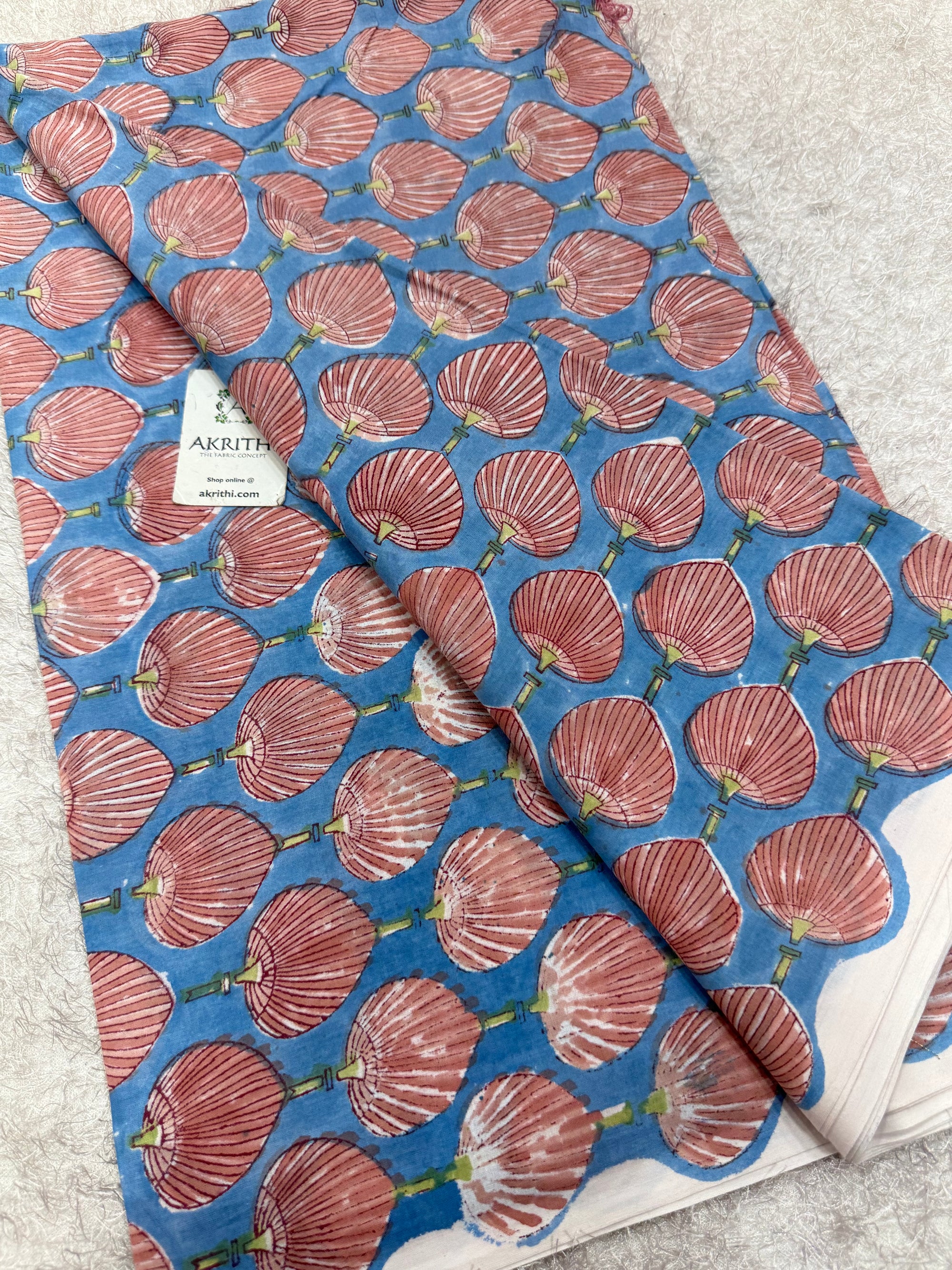 Hand block pure cotton fabric