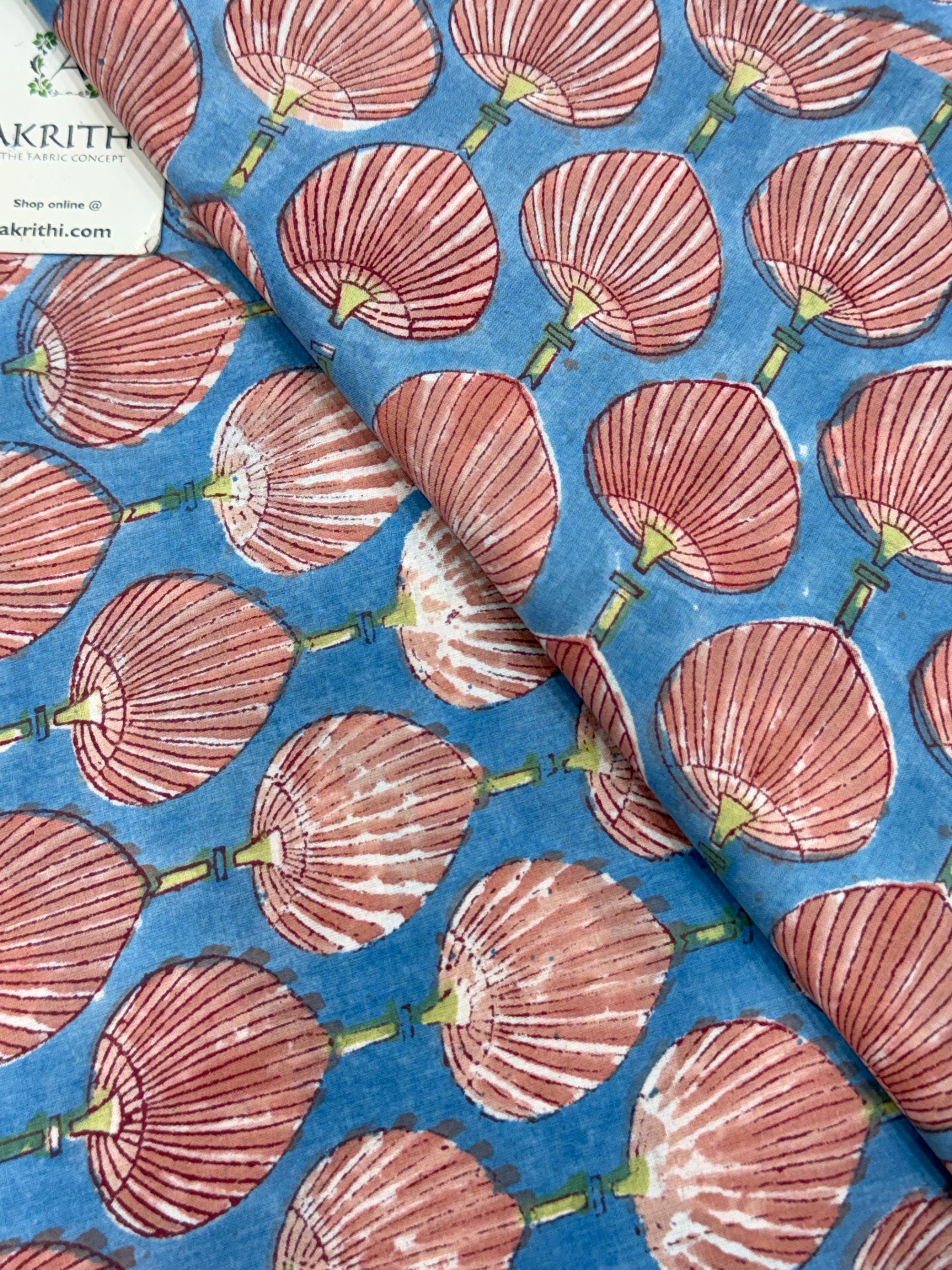 Hand block pure cotton fabric