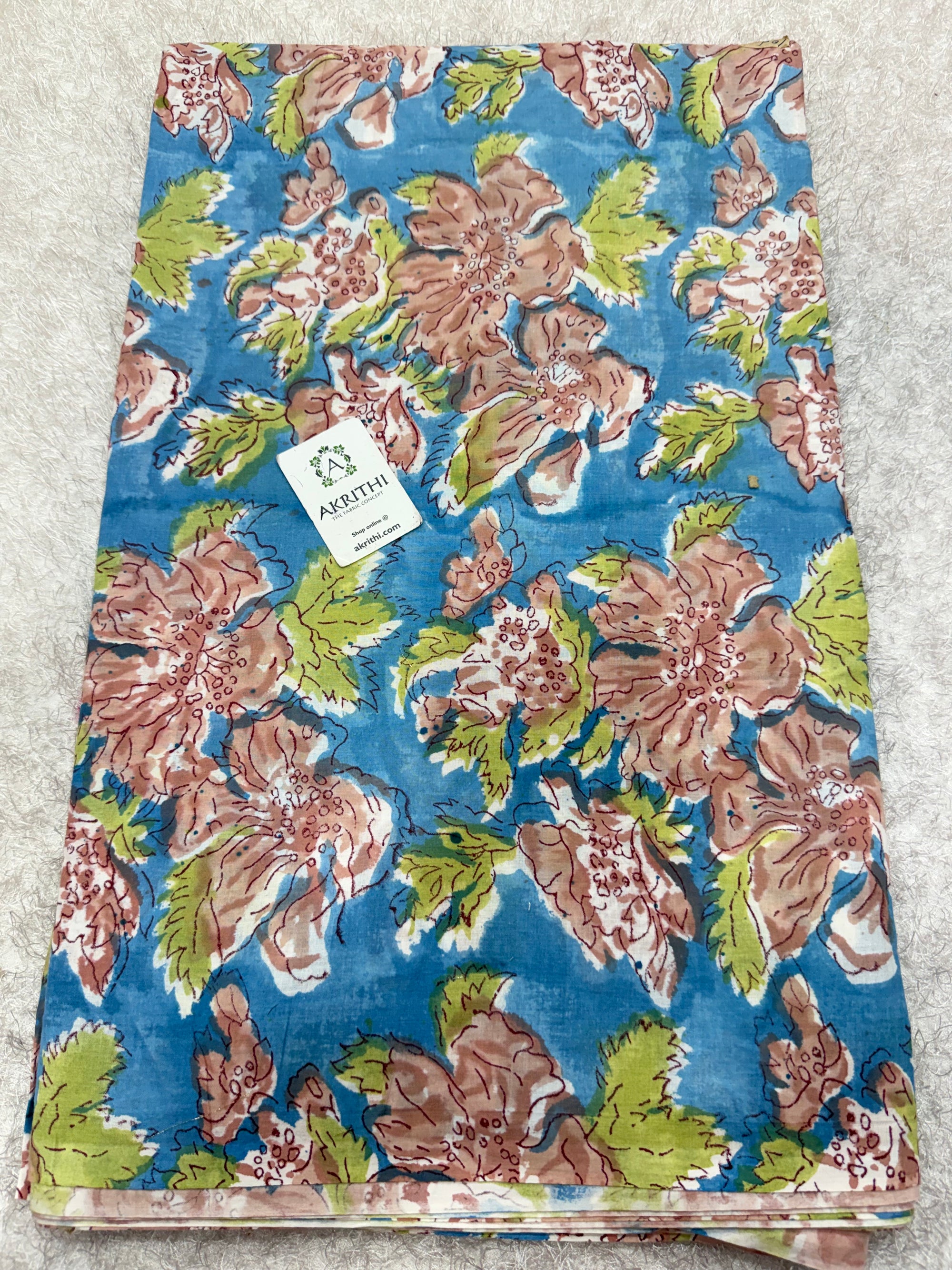 Hand block pure cotton fabric