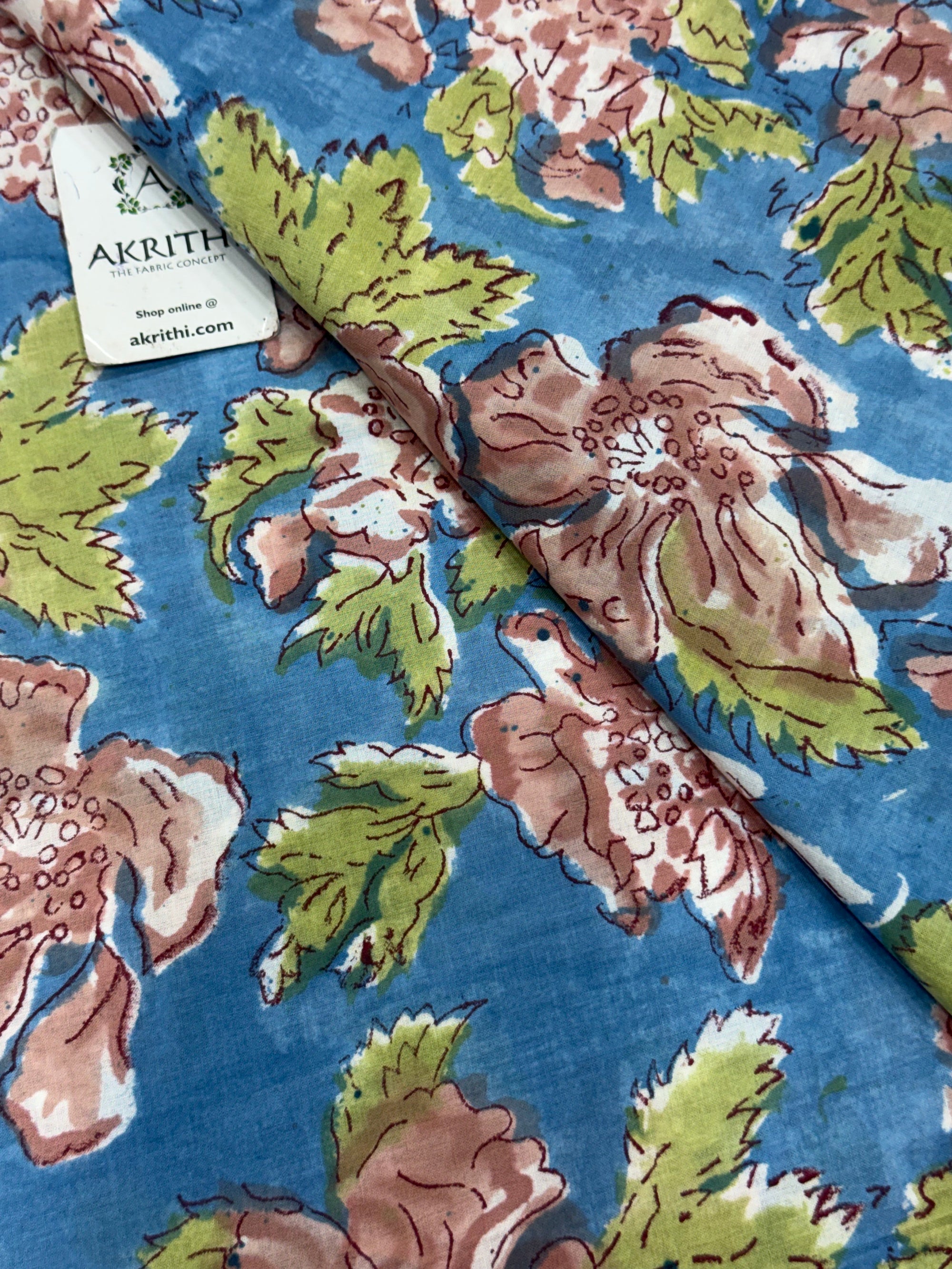 Hand block pure cotton fabric