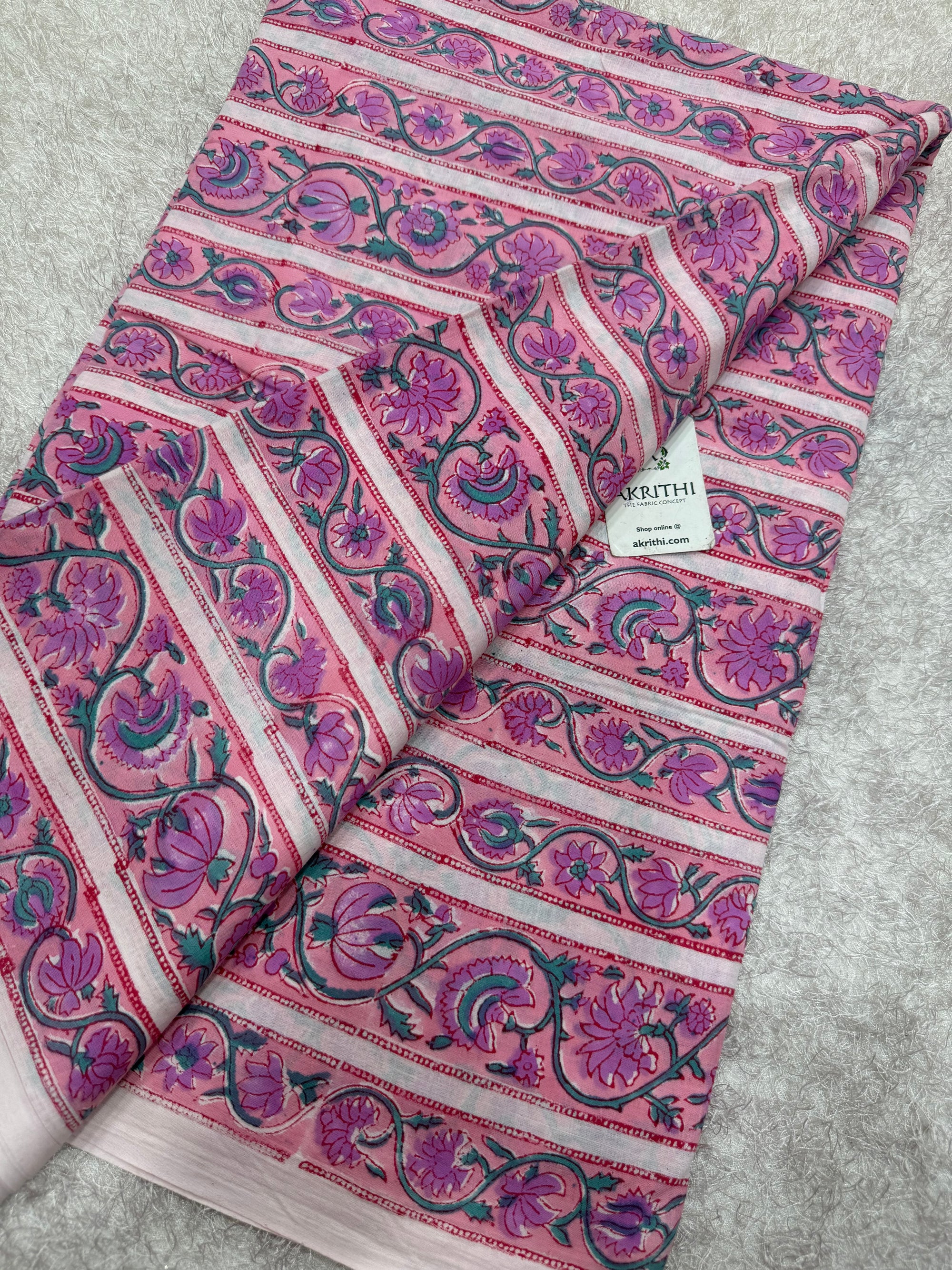 Hand block pure cotton fabric