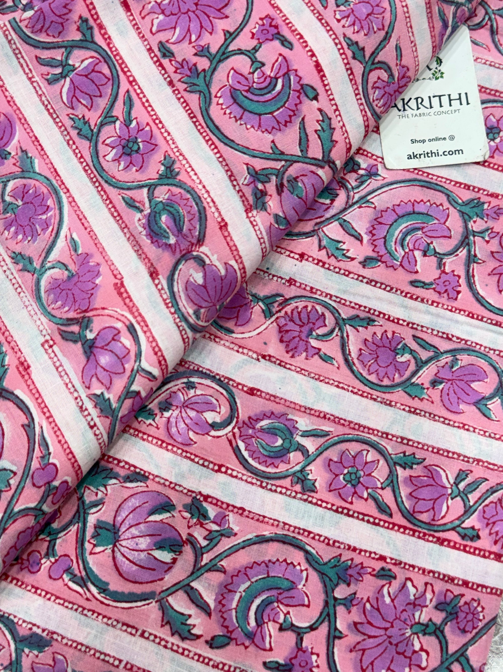 Hand block pure cotton fabric