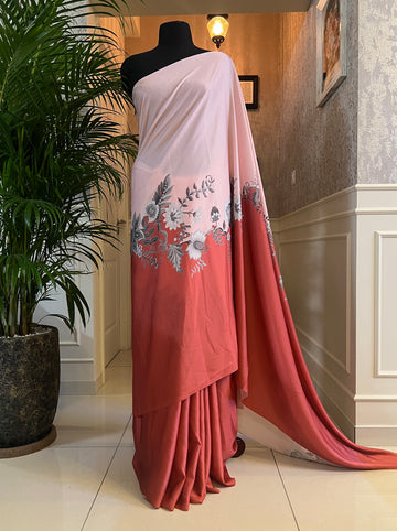 Digital printed modal satin saree