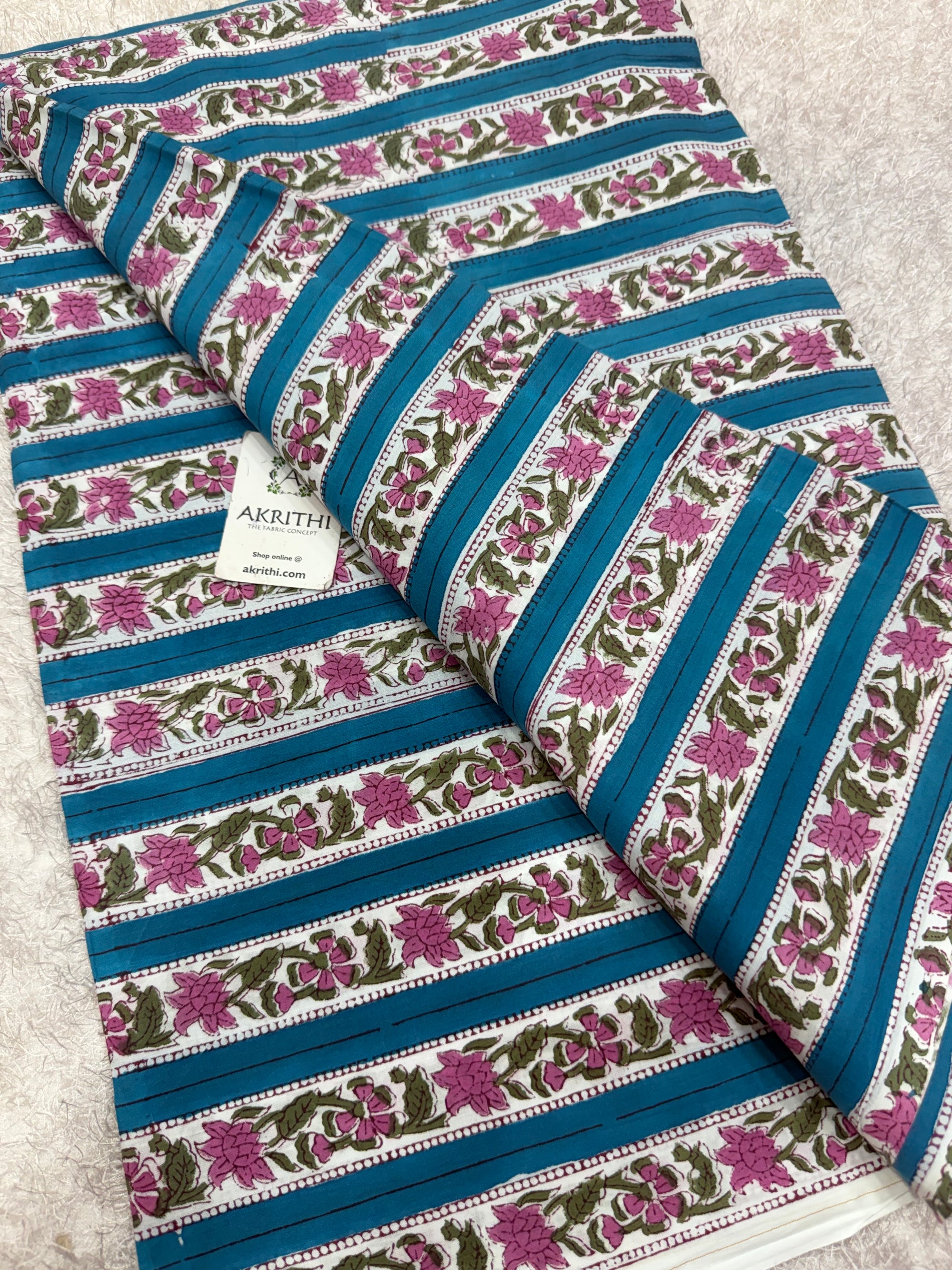 Hand block pure cotton fabric