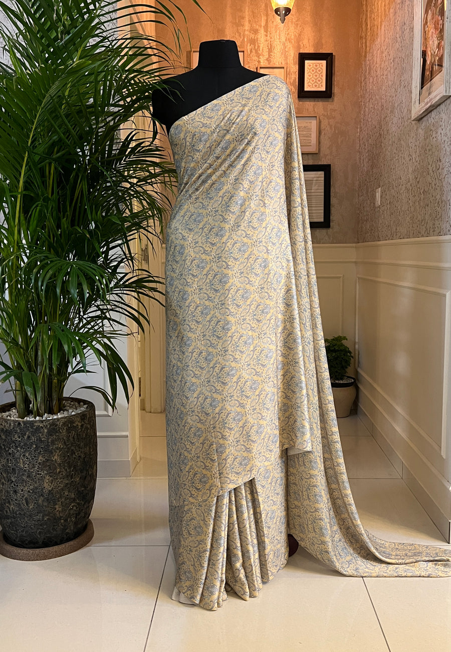 Digital printed modal satin saree