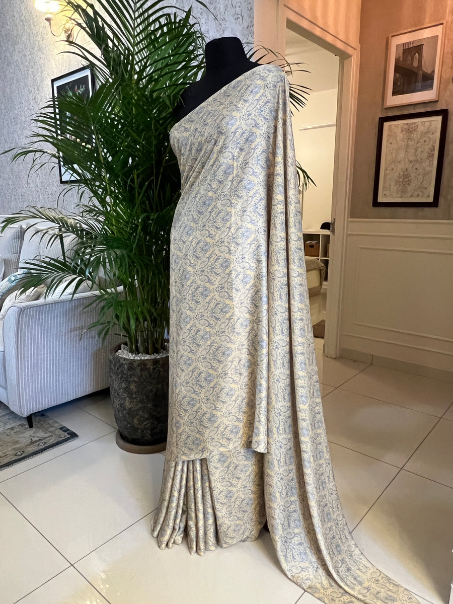 Digital printed modal satin saree