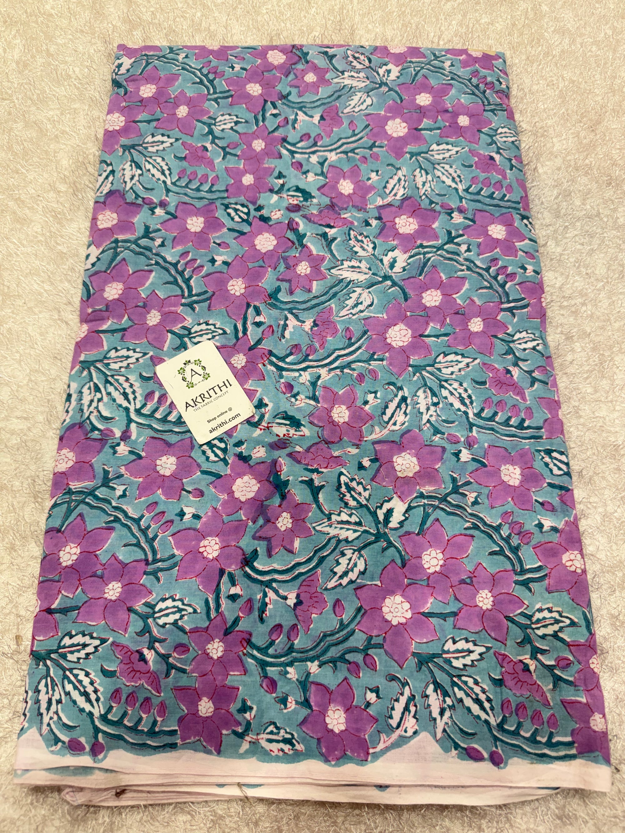 Hand block pure cotton fabric