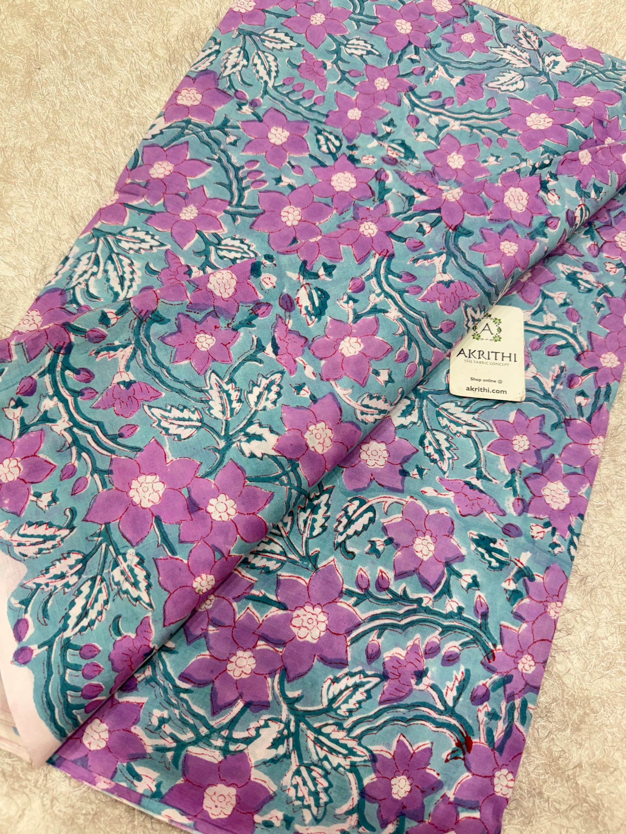 Hand block pure cotton fabric