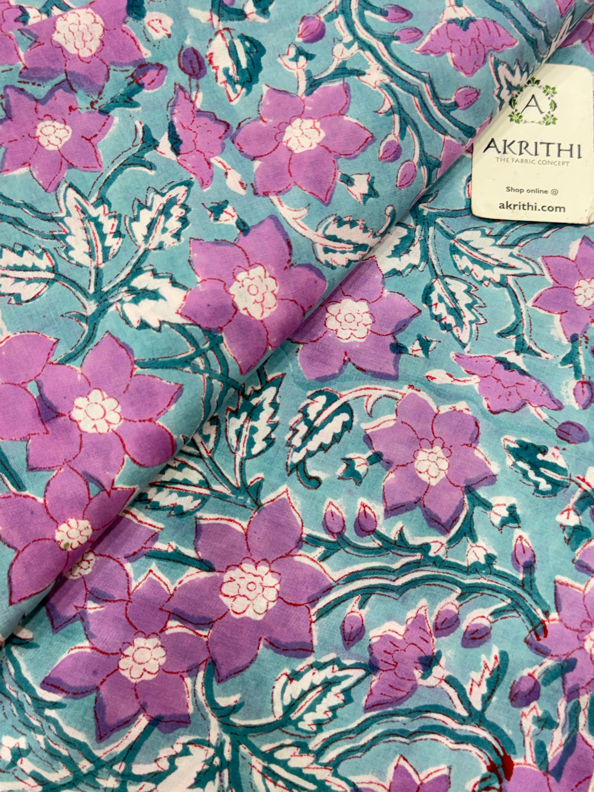 Hand block pure cotton fabric