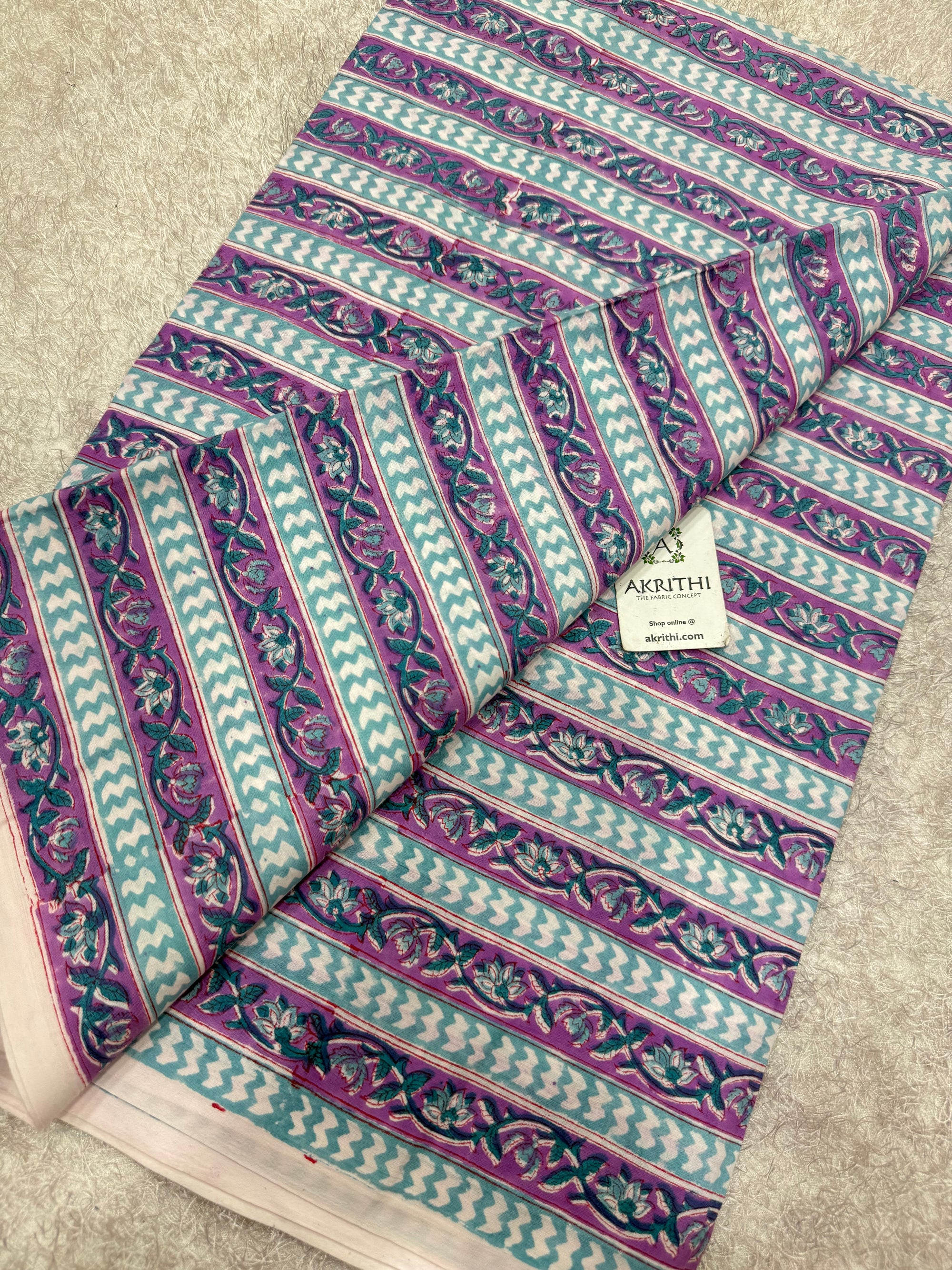 Hand block pure cotton fabric