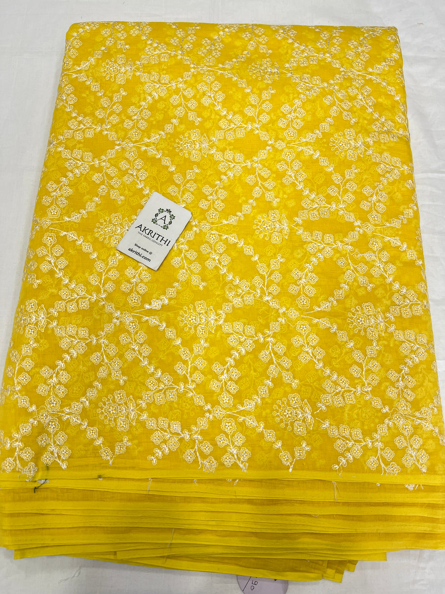 HANDLOOM MUL CHANDERI EMBROIDERED FABRIC