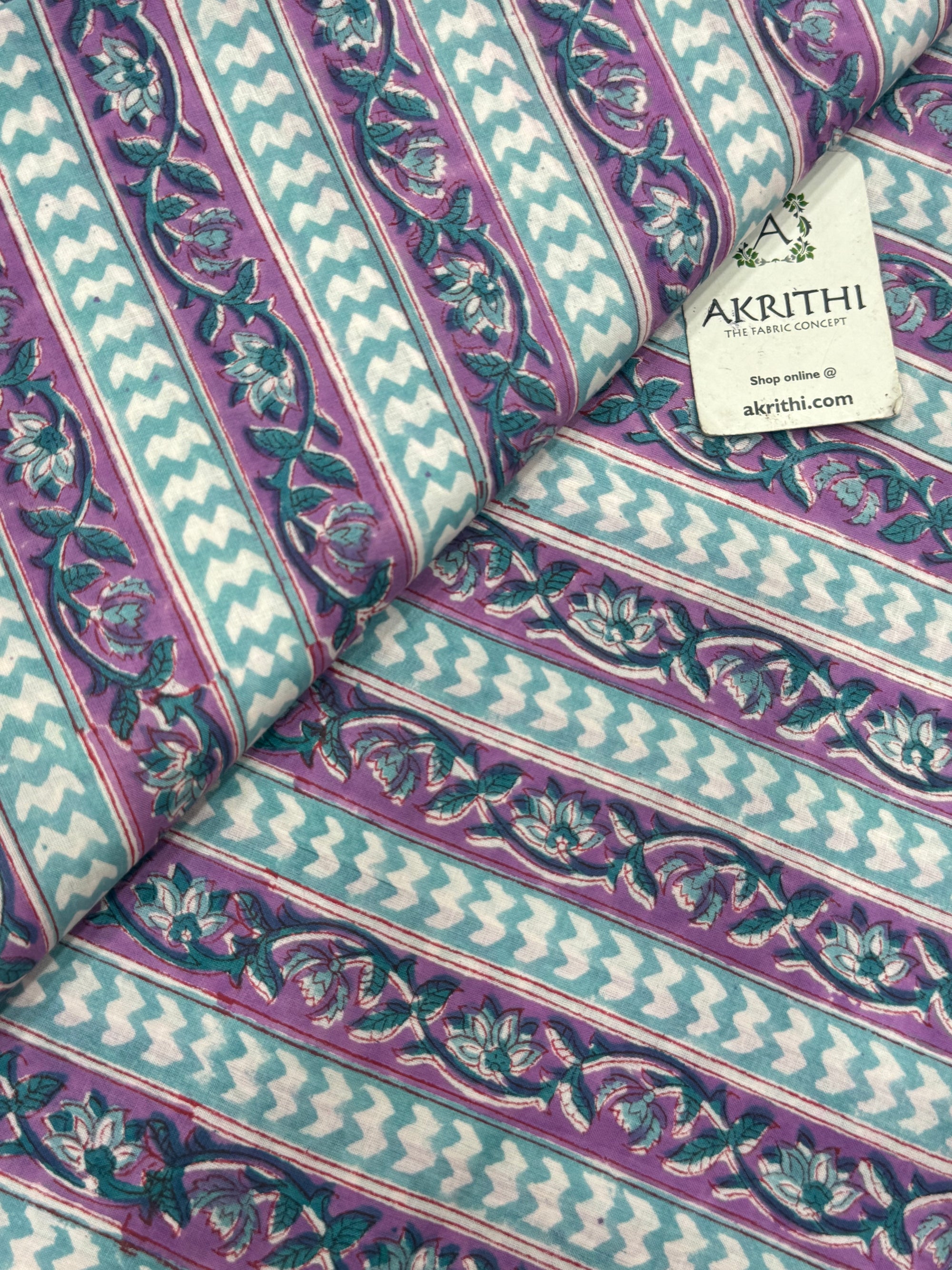 Hand block pure cotton fabric