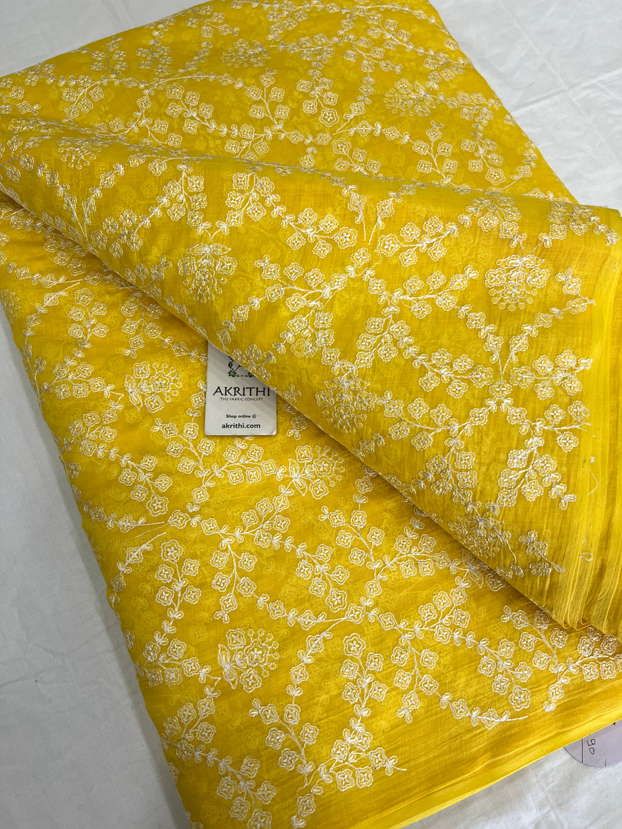 HANDLOOM MUL CHANDERI EMBROIDERED FABRIC