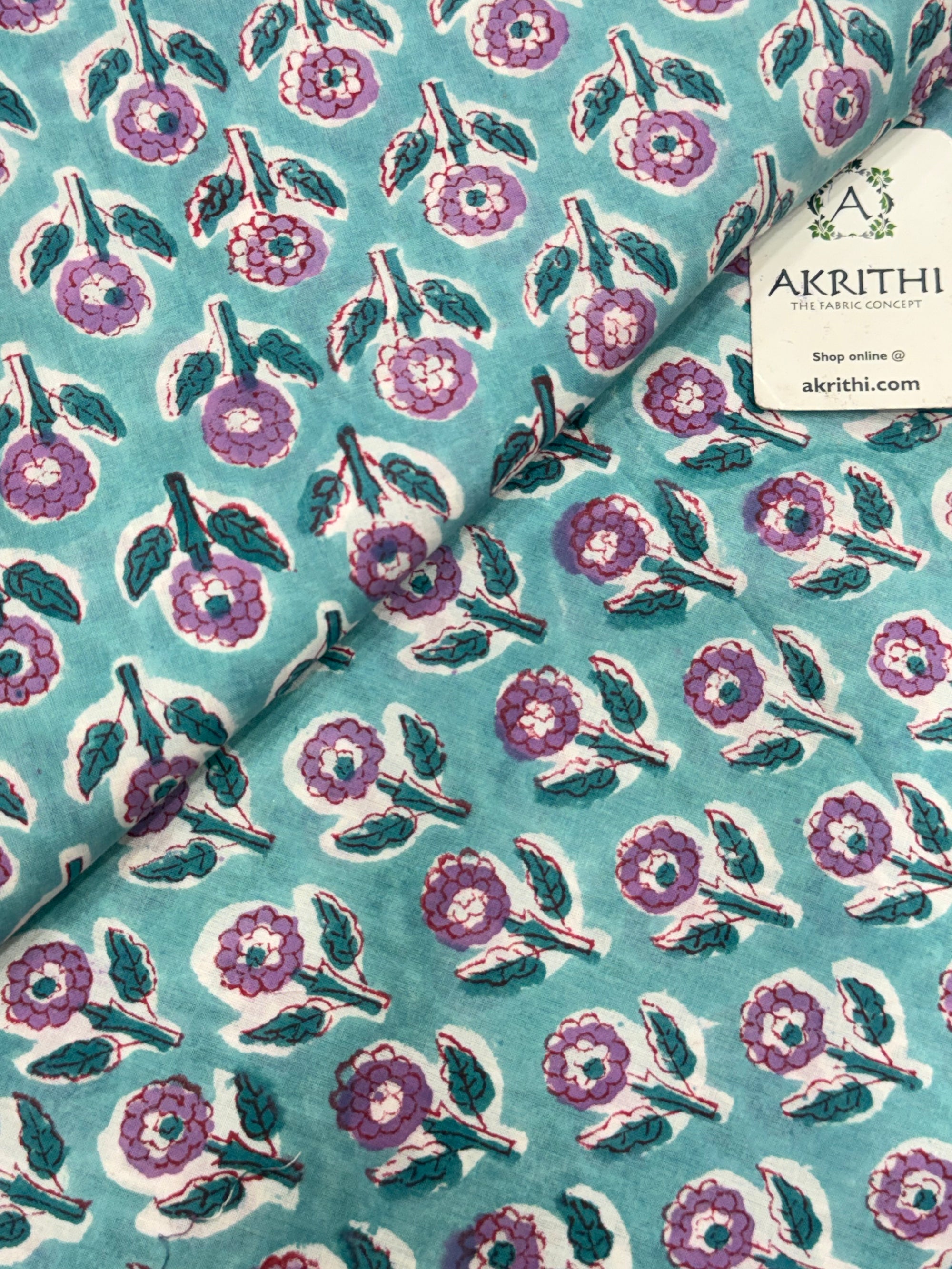 Hand block pure cotton fabric