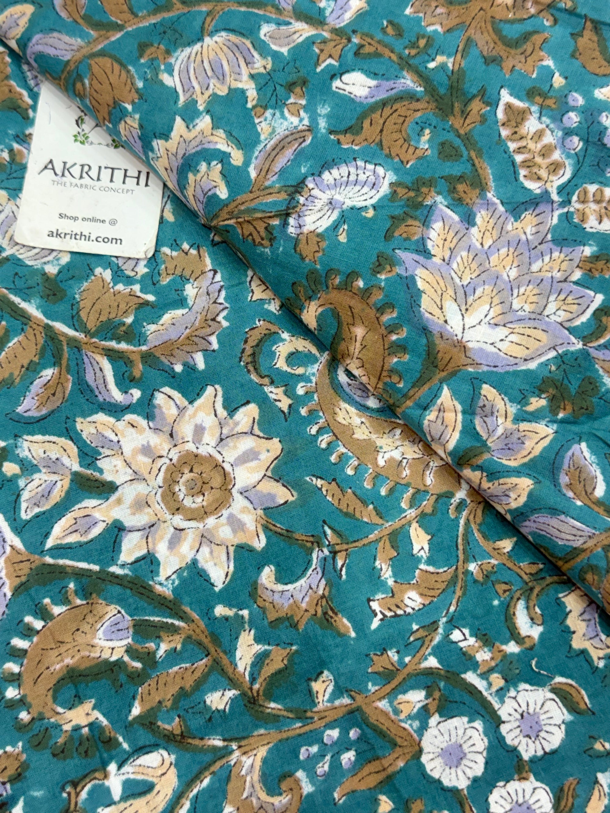 Hand block pure cotton fabric