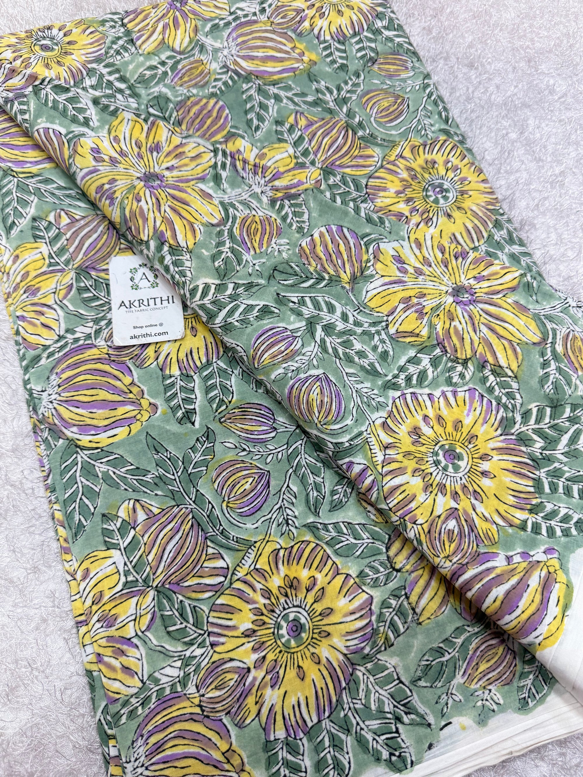 Hand block pure cotton fabric