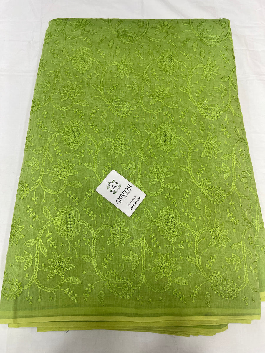 HANDLOOM MUL CHANDERI EMBROIDERED FABRIC