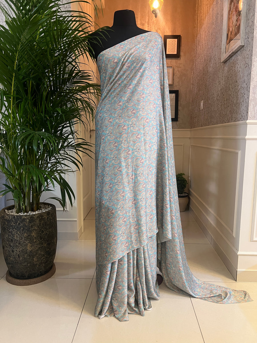 Digital printed modal satin saree