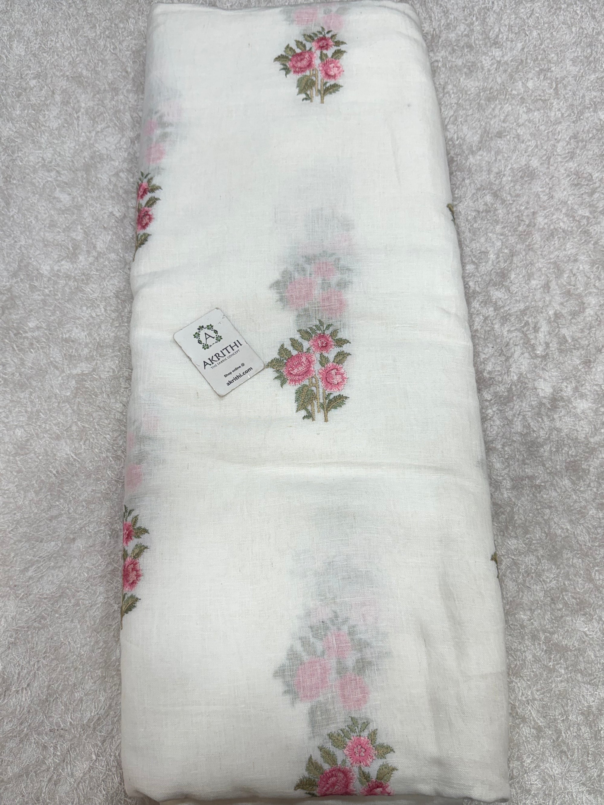 Embroidered pure linen fabric