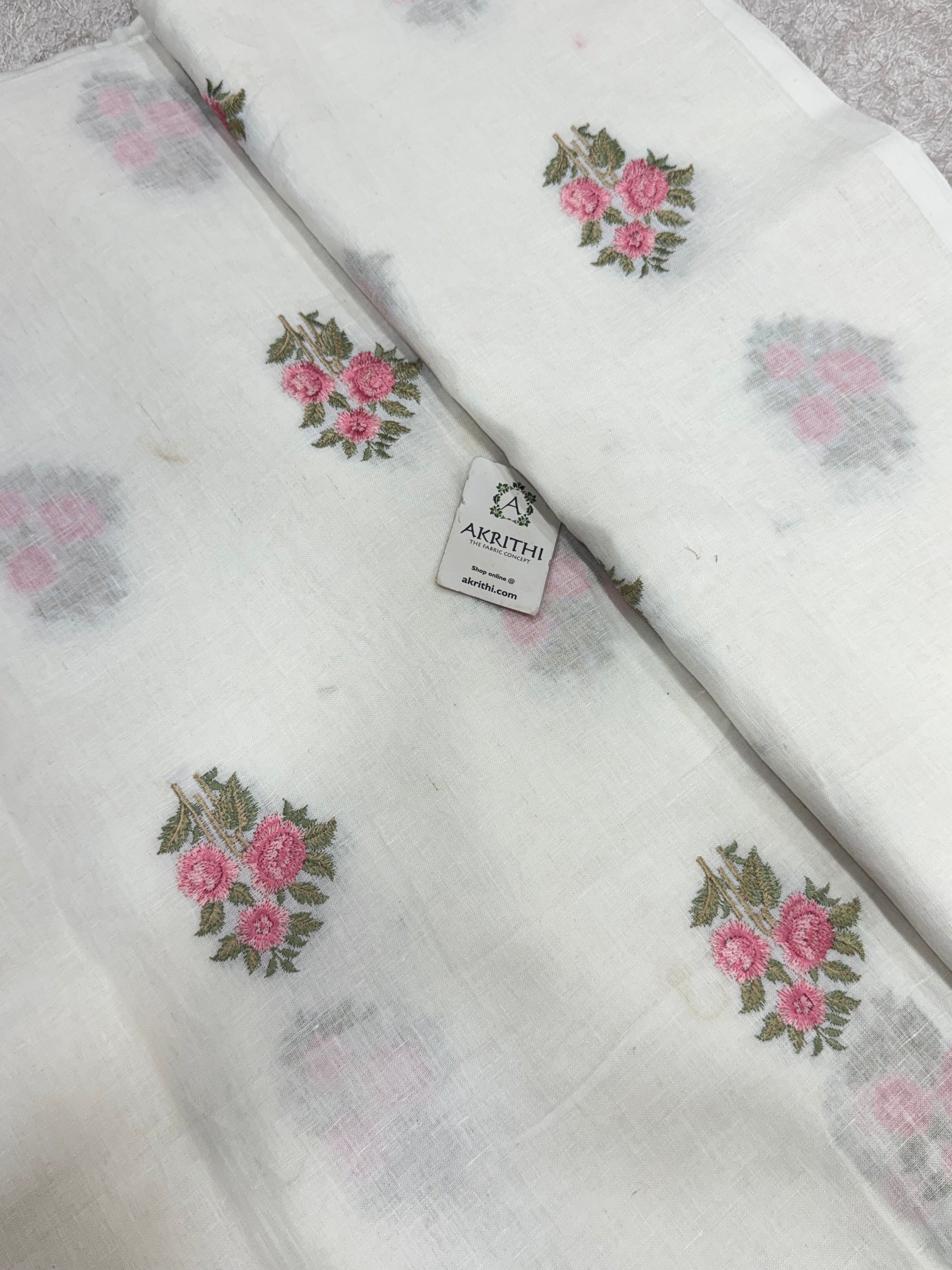 Embroidered pure linen fabric