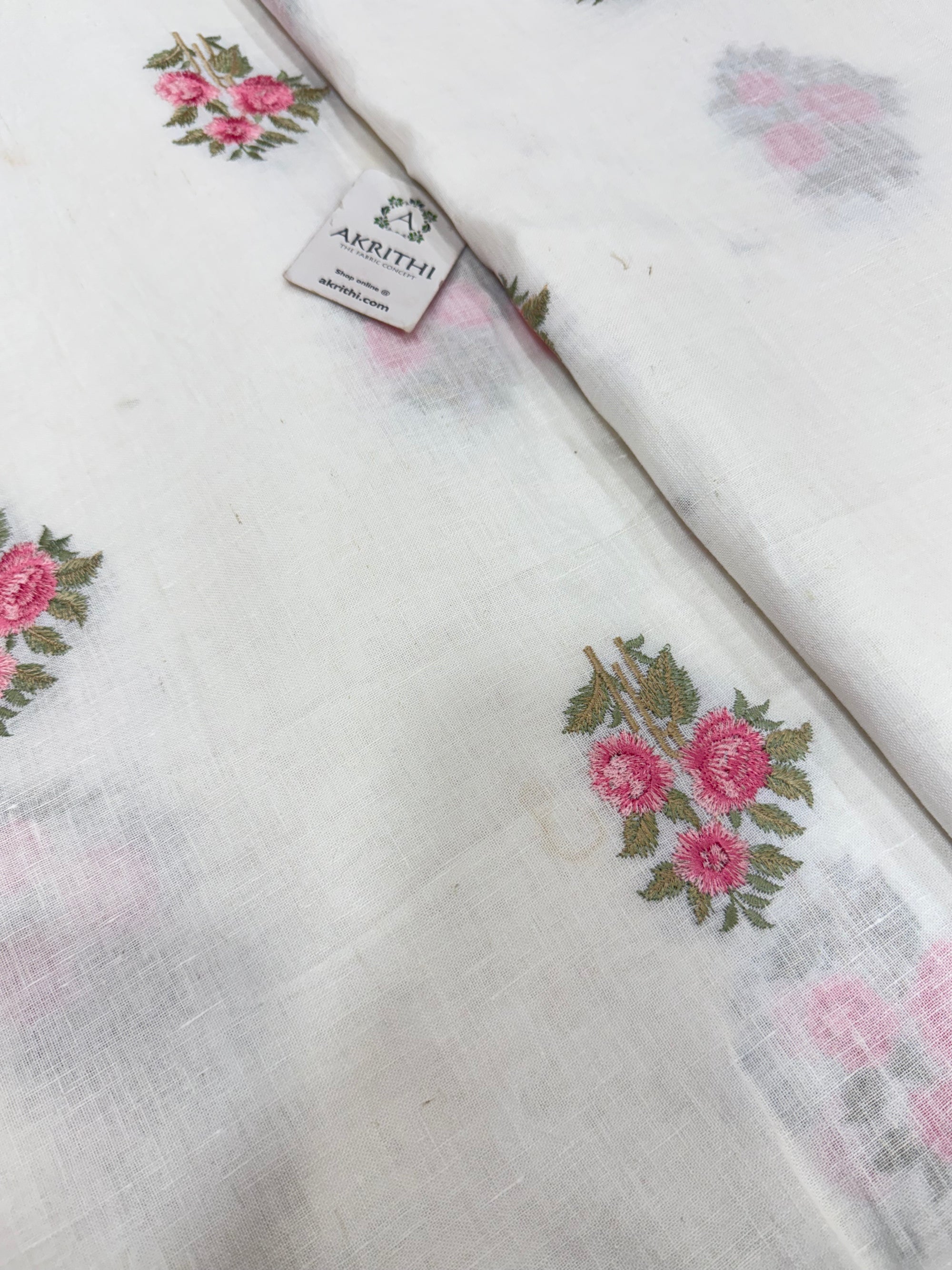 Embroidered pure linen fabric