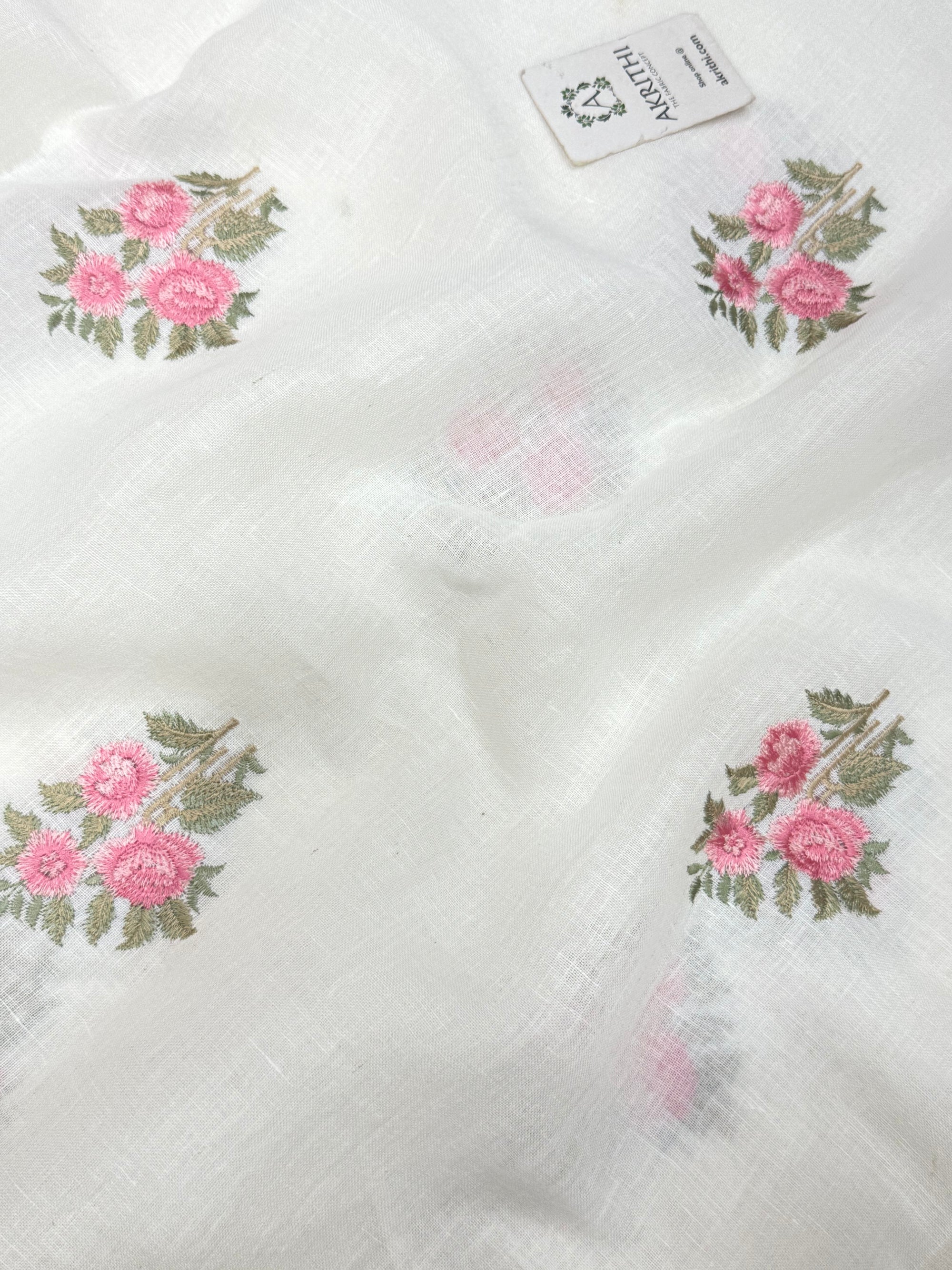 Embroidered pure linen fabric