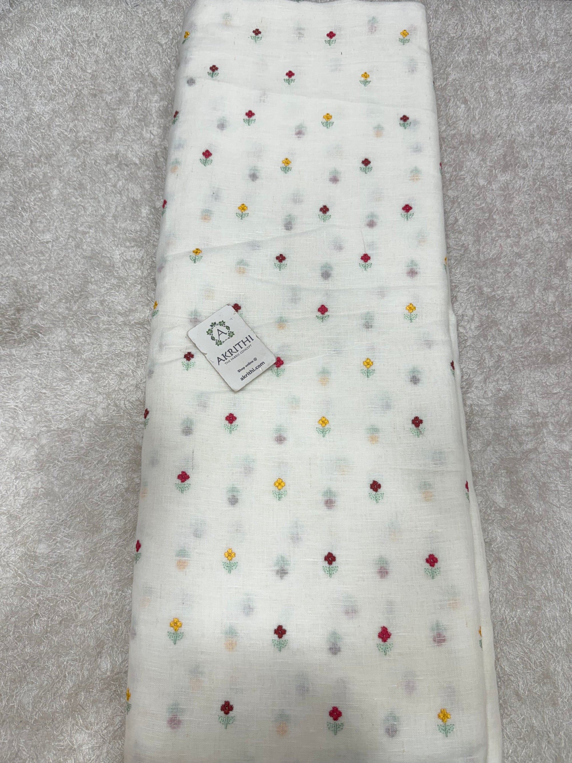 Embroidered pure linen fabric