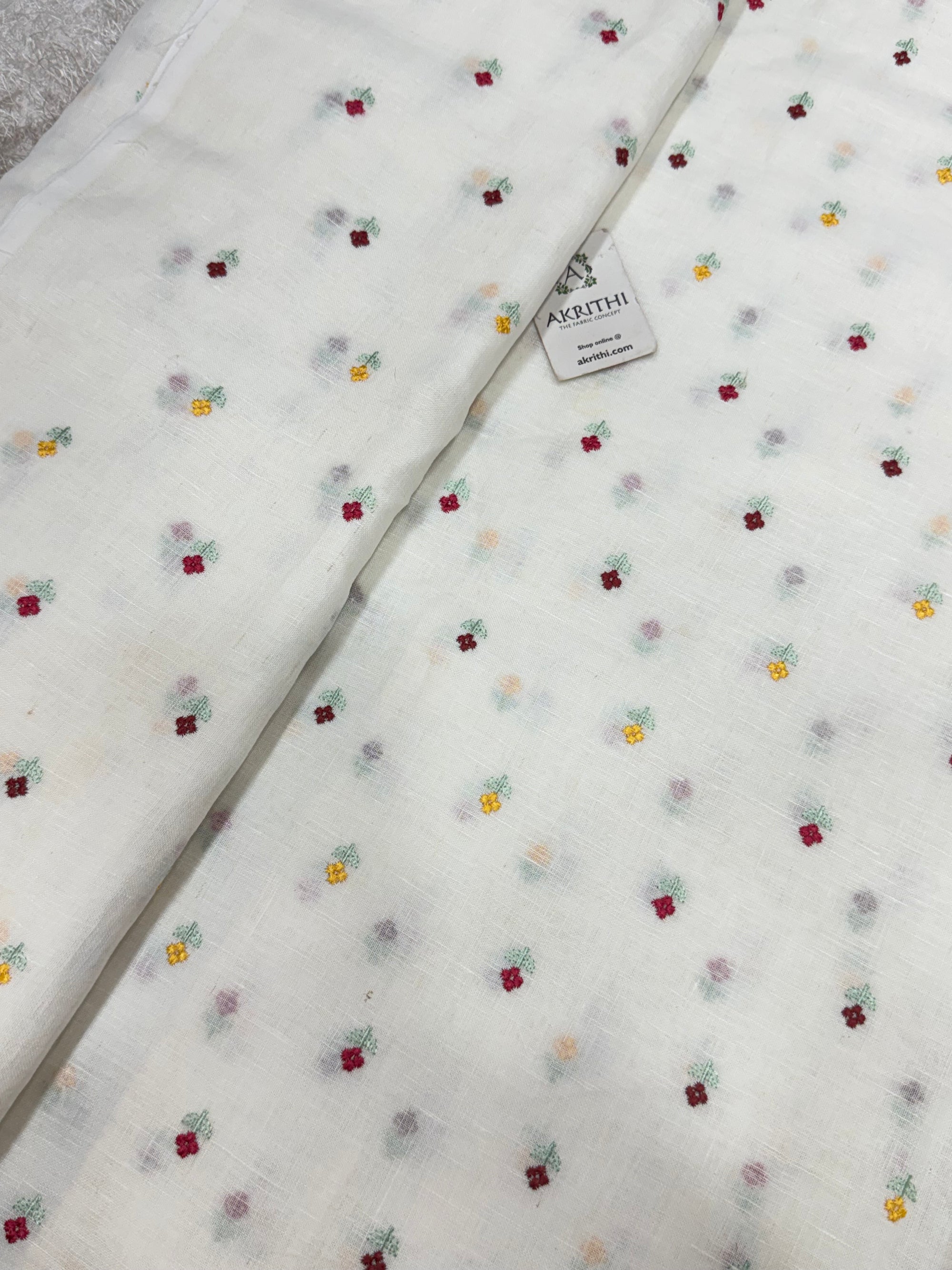 Embroidered pure linen fabric