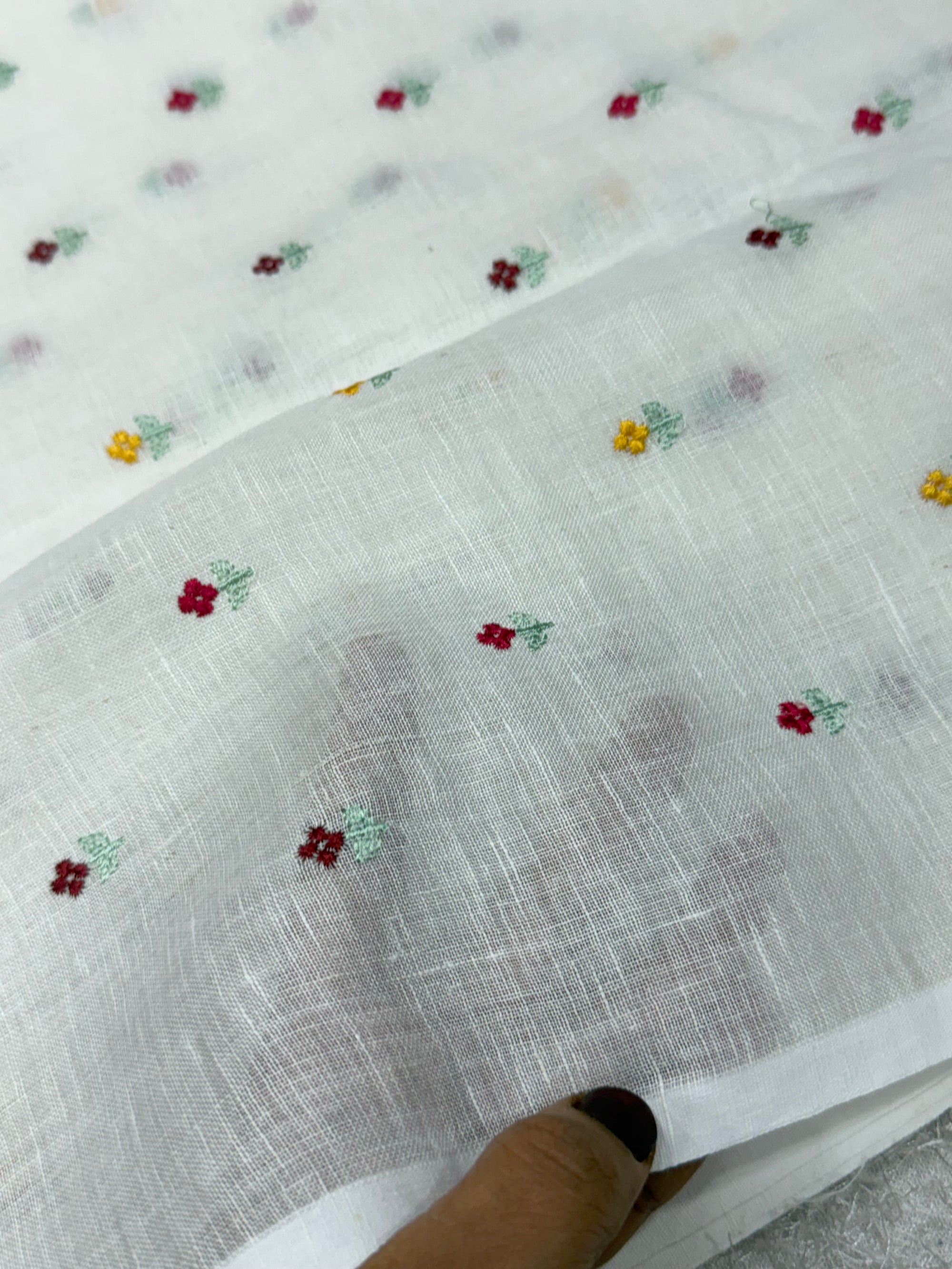 Embroidered pure linen fabric