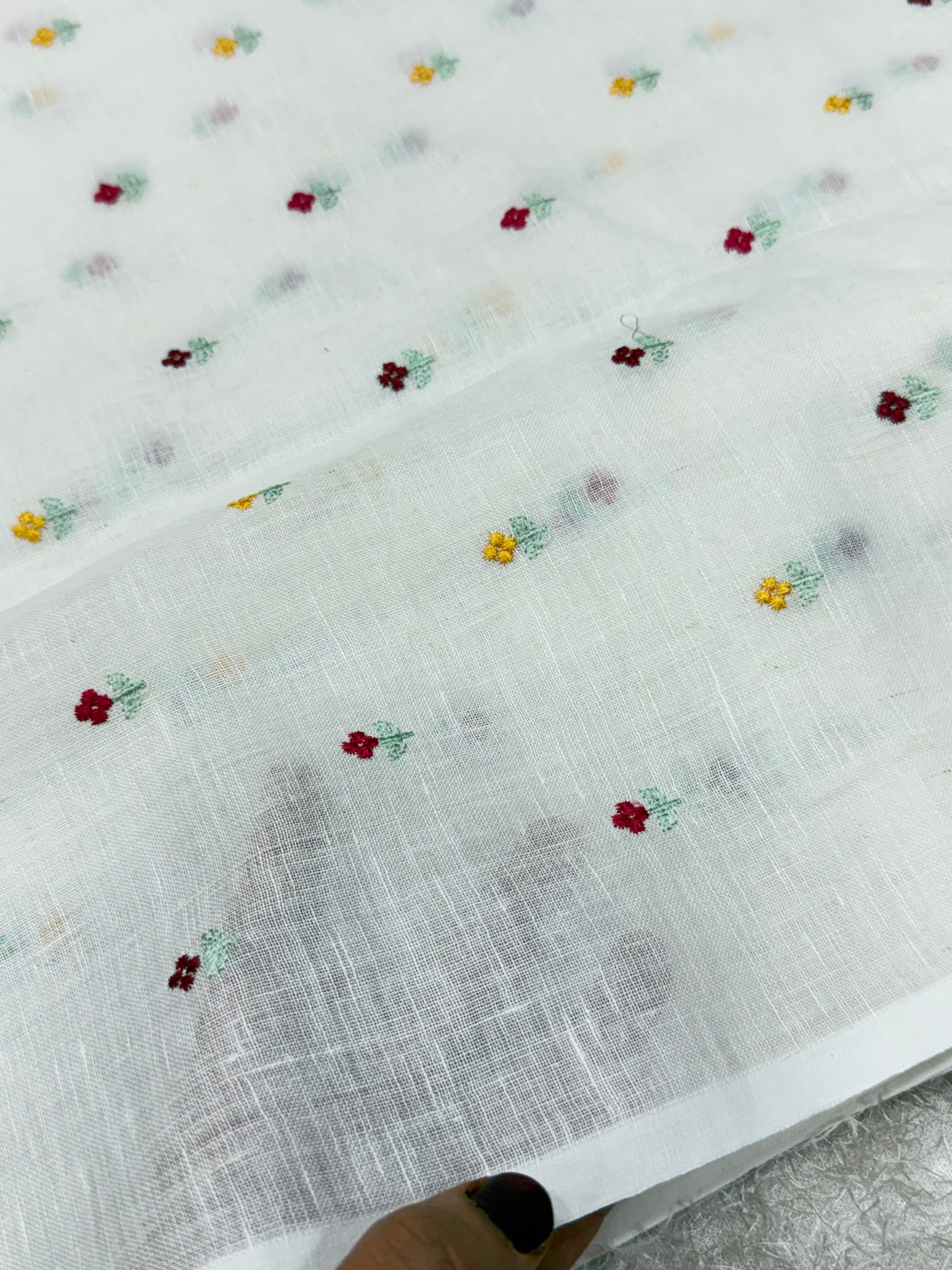 Embroidered pure linen fabric