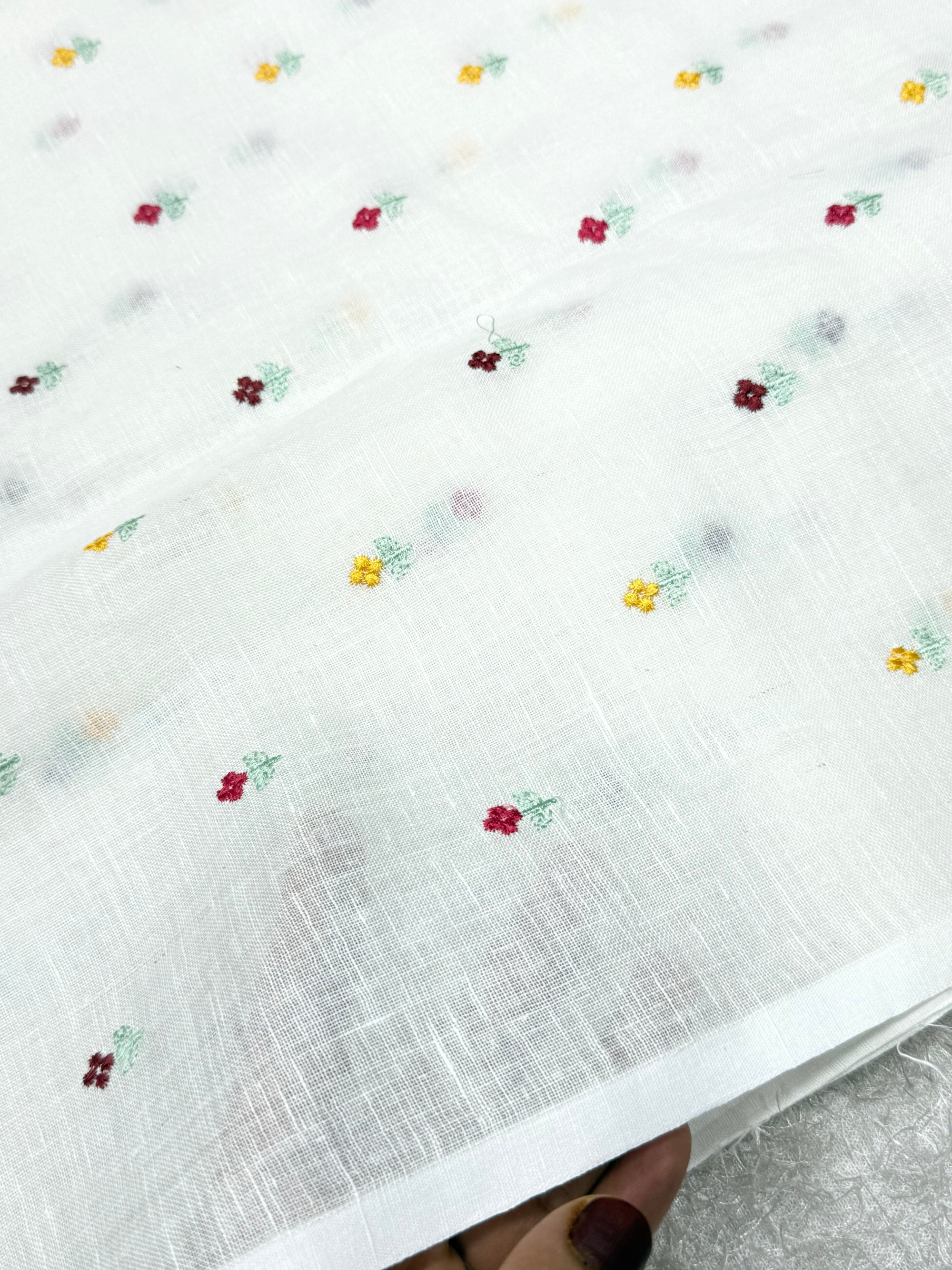 Embroidered pure linen fabric