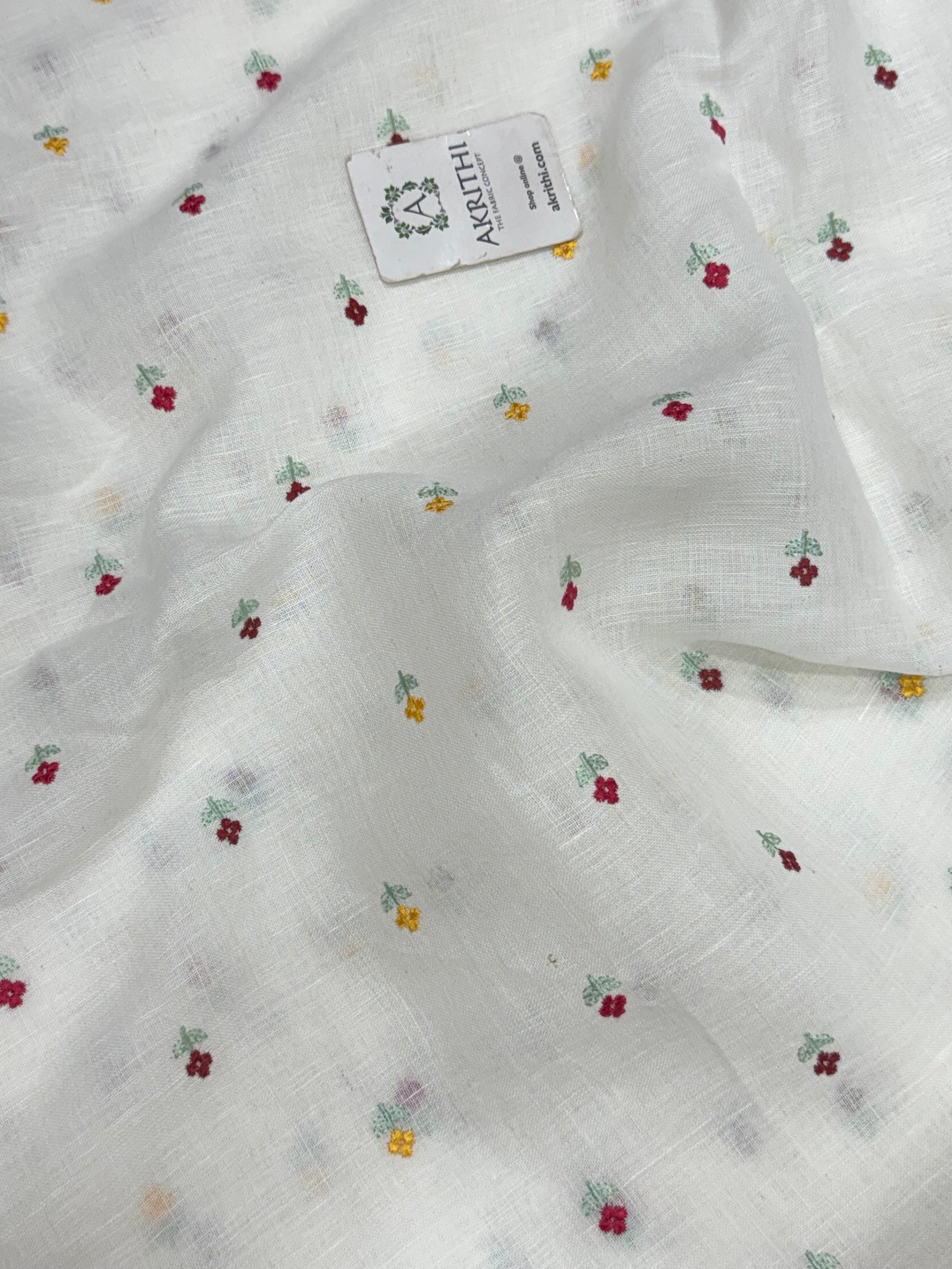 Embroidered pure linen fabric