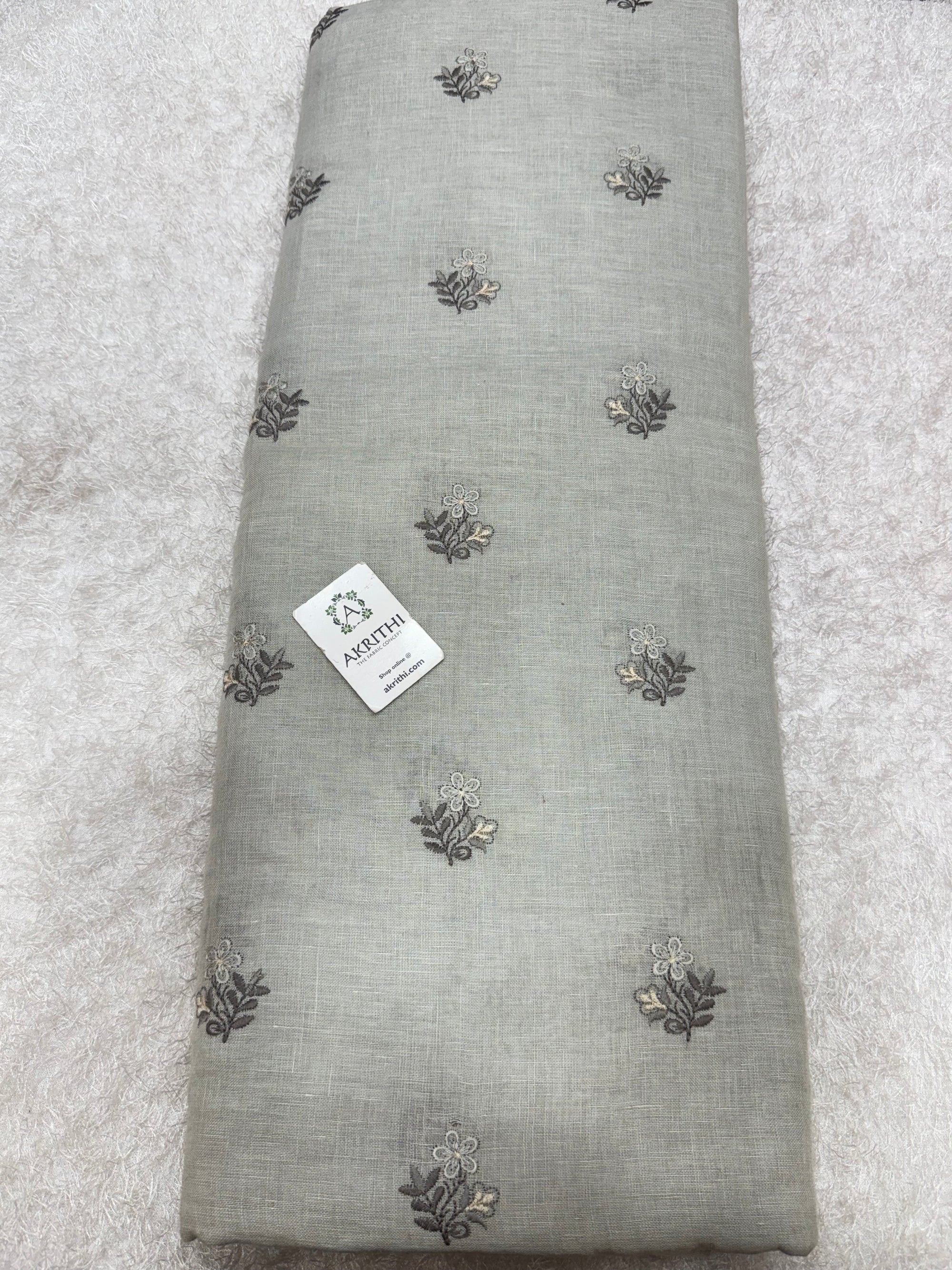 Embroidered pure linen fabric